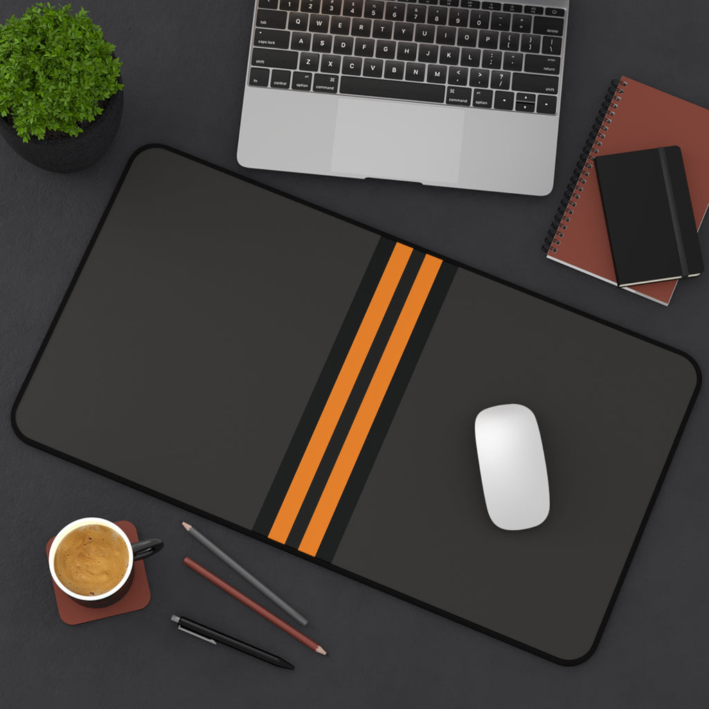 Orange Stripe Neoprene desk mat with clean, modern design - Desk and Device