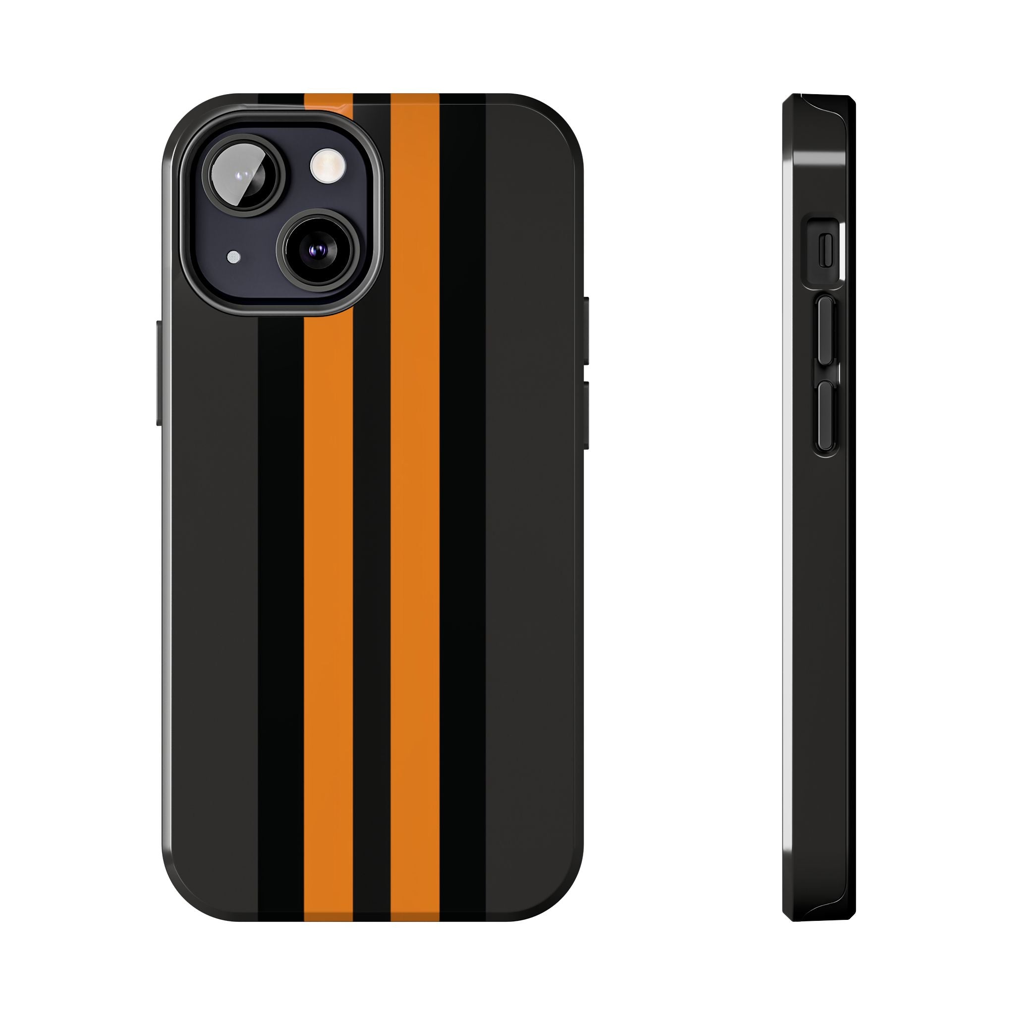 Orange Stripe tough phone case design with modern dual layer protection - Desk and Device