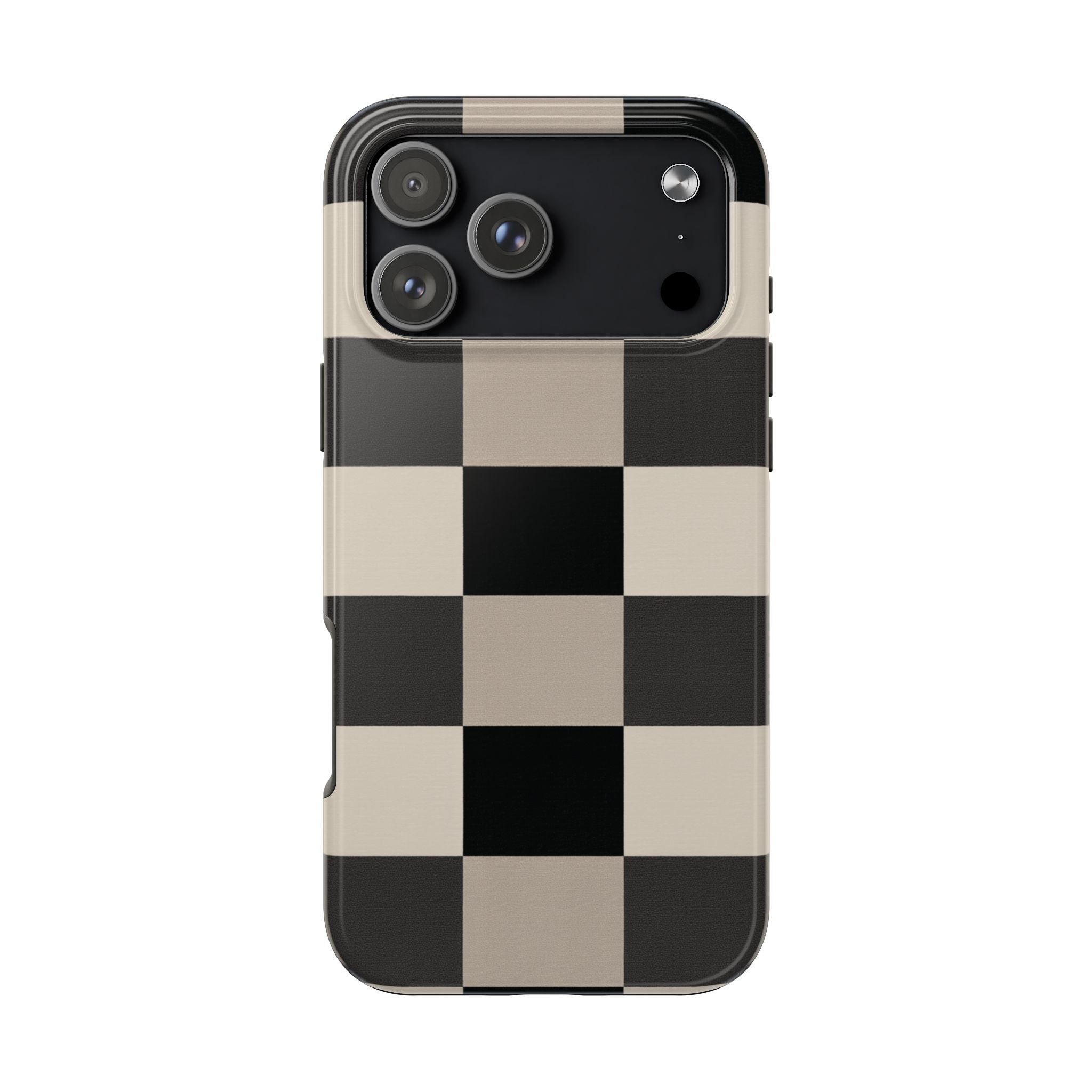 Neutral Checker tough phone case design with modern dual layer protection - Desk and Device