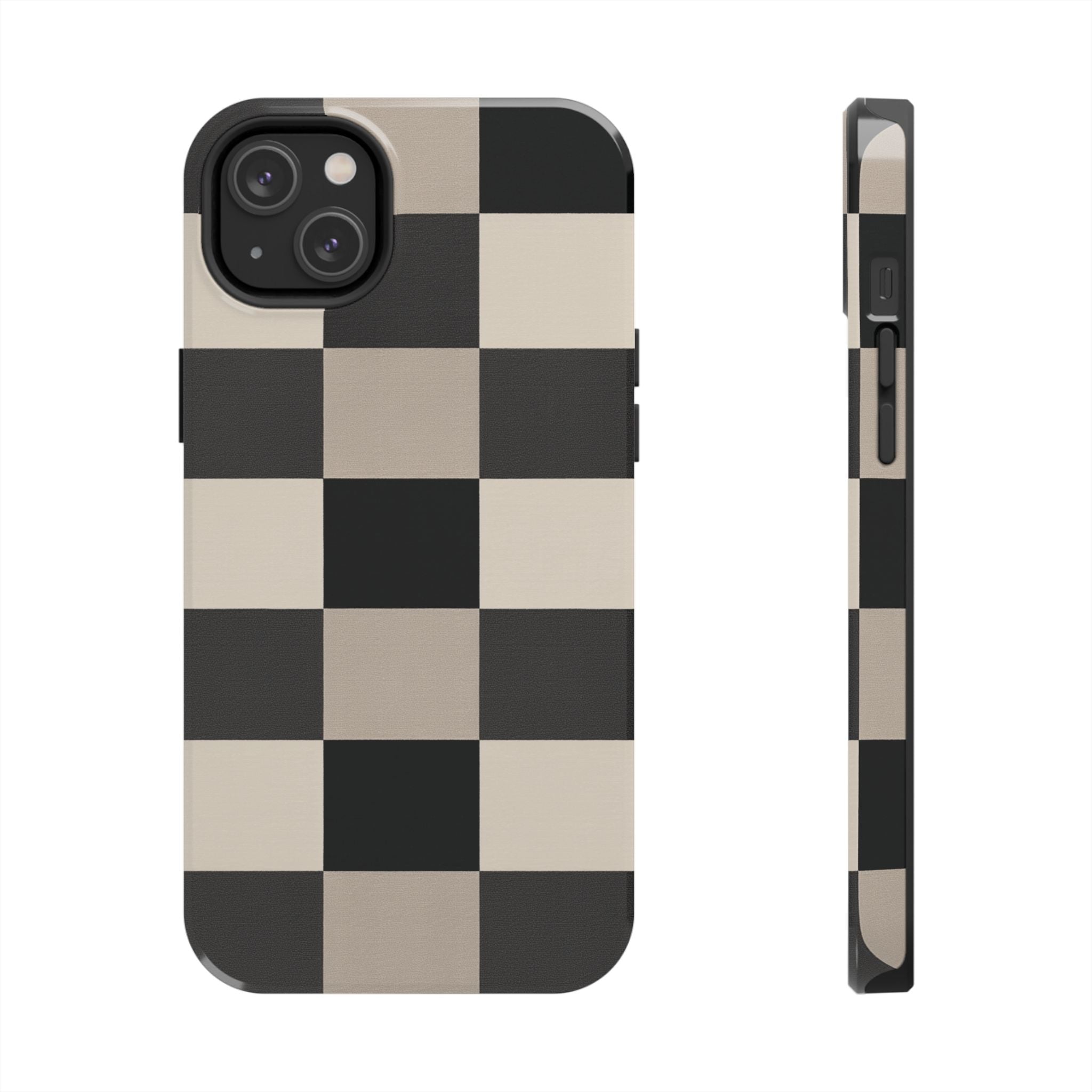 Neutral Checker tough phone case design with modern dual layer protection - Desk and Device