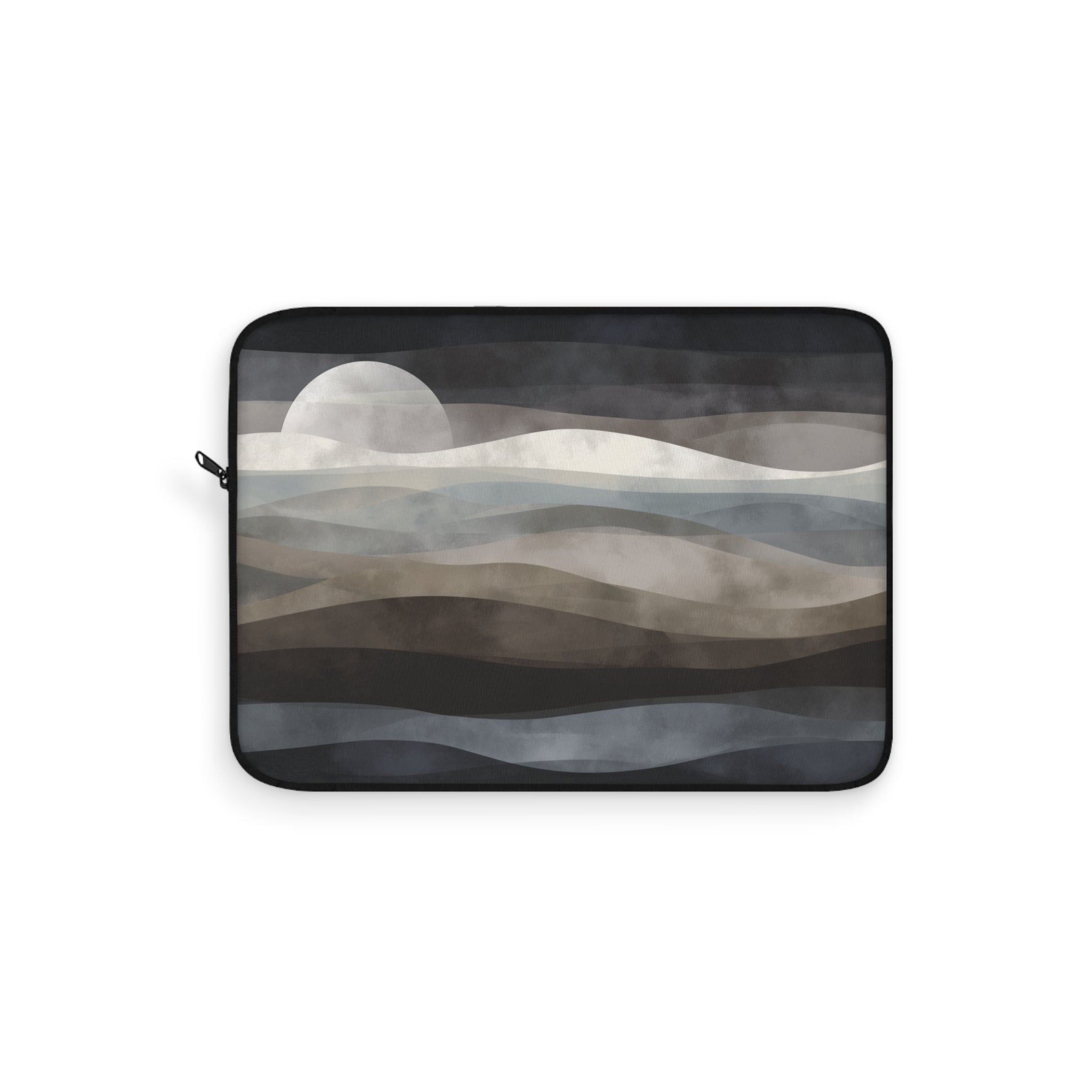 Moonlit Tides padded laptop sleeve with modern tech styling - Desk and Device