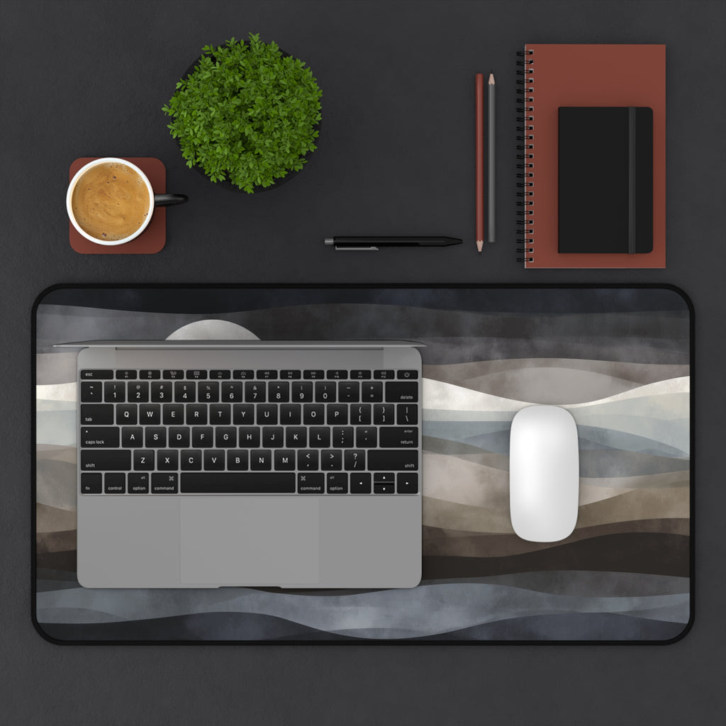 Moonlit Tides Neoprene desk mat with clean, modern design - Desk and Device