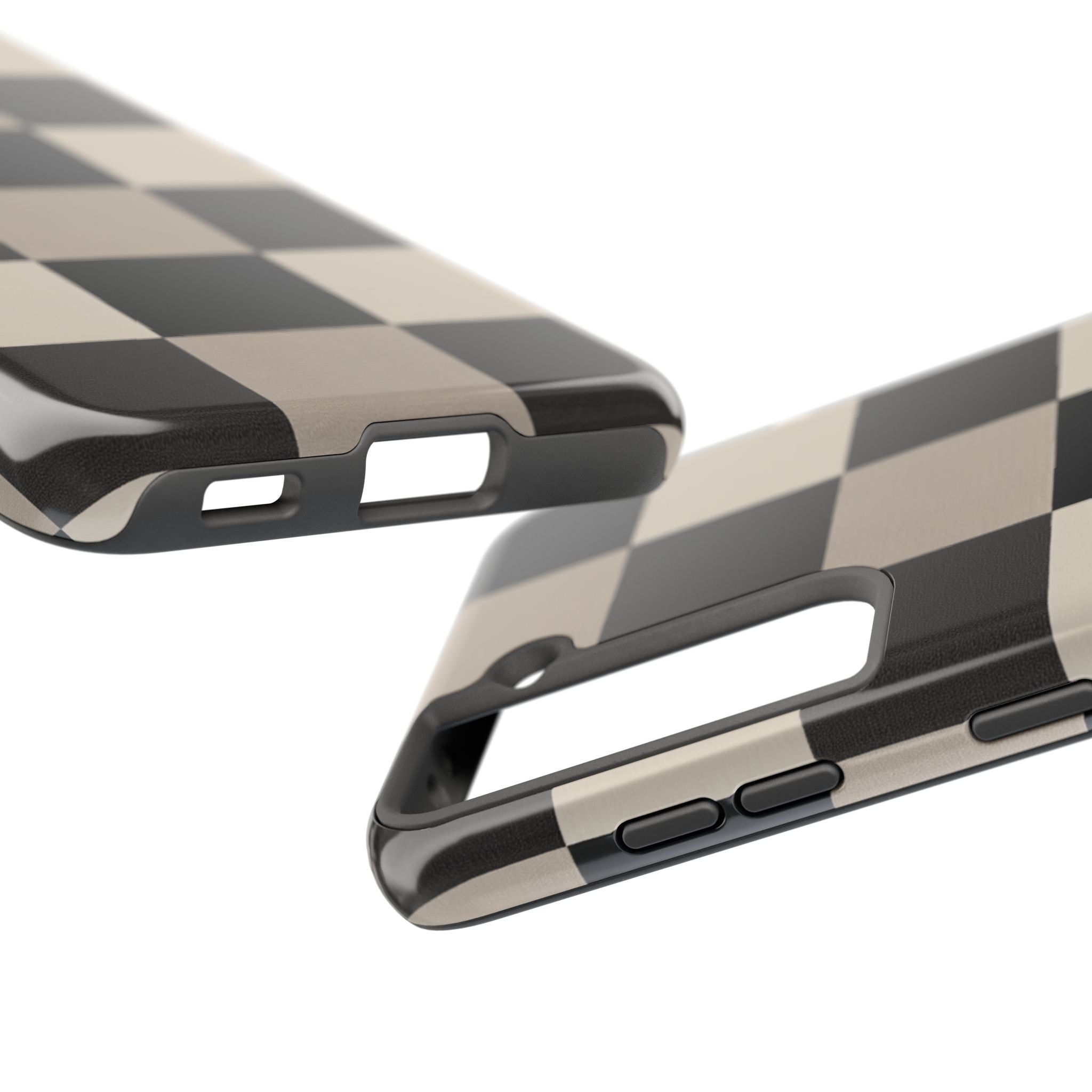 Neutral Checker tough phone case design with modern dual layer protection - Desk and Device