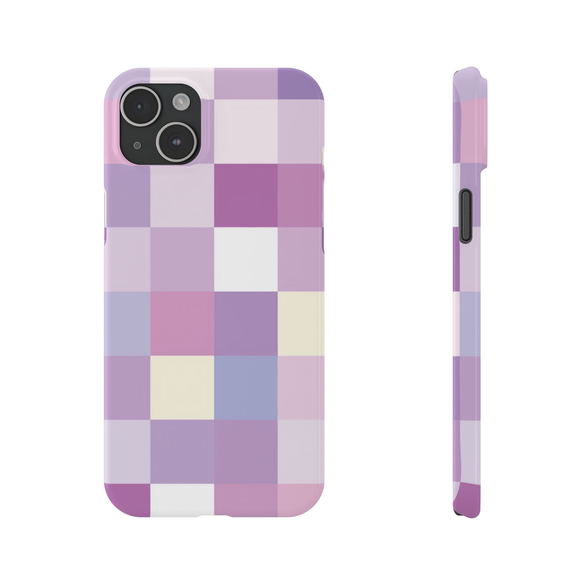 Pastel Checker slim phone case design with modern lightweight protection - Desk and Device