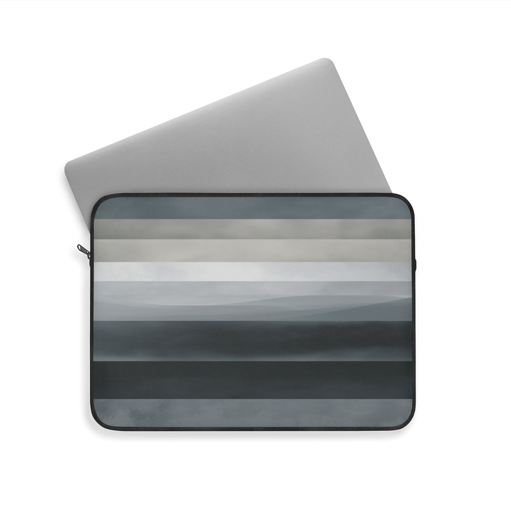 Muted Horizon padded laptop sleeve with modern tech styling - Desk and Device