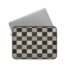 Neutral Checker padded laptop sleeve with modern tech styling - Desk and Device