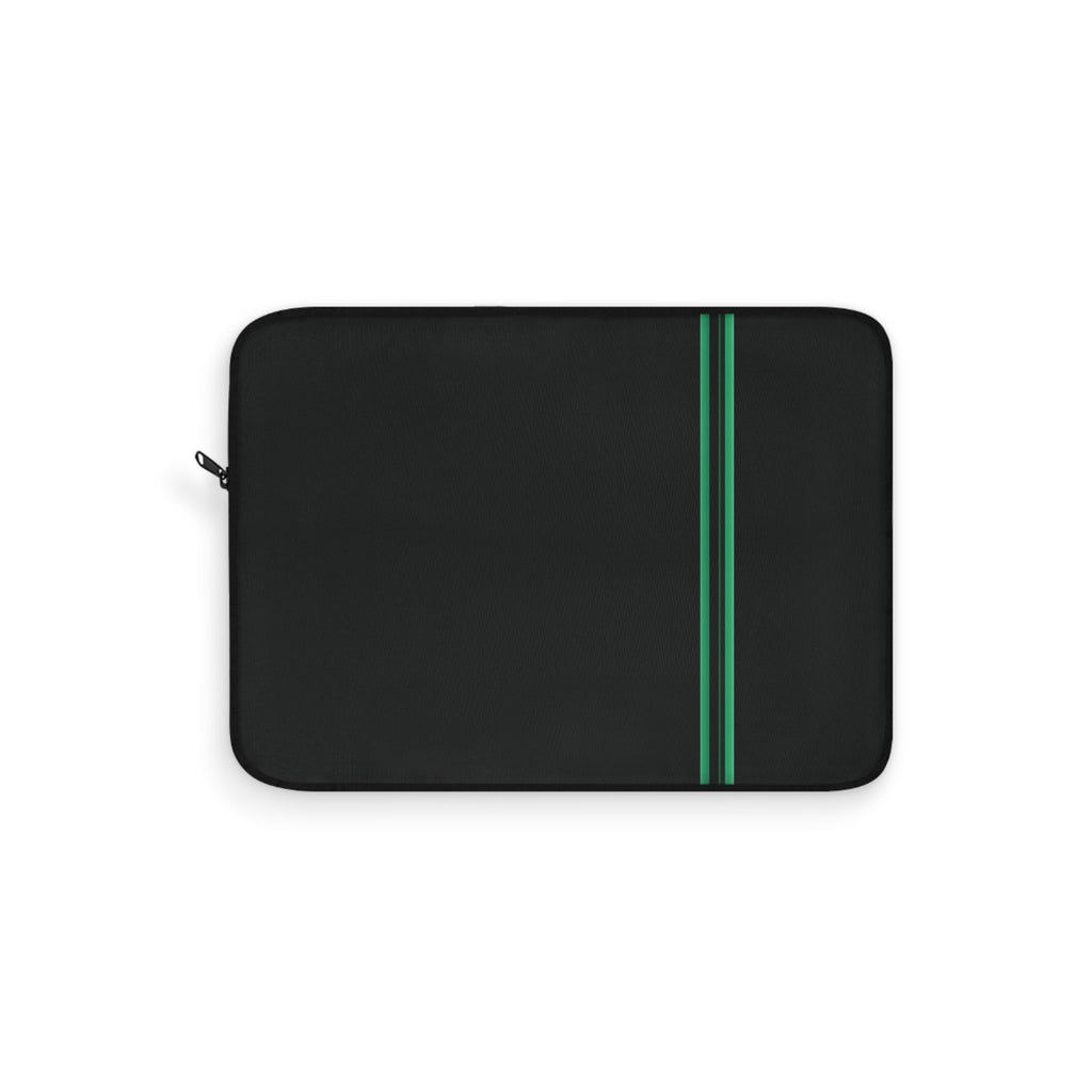 Green Stripe padded laptop sleeve with modern tech styling - Desk and Device
