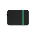 Green Stripe padded laptop sleeve with modern tech styling - Desk and Device