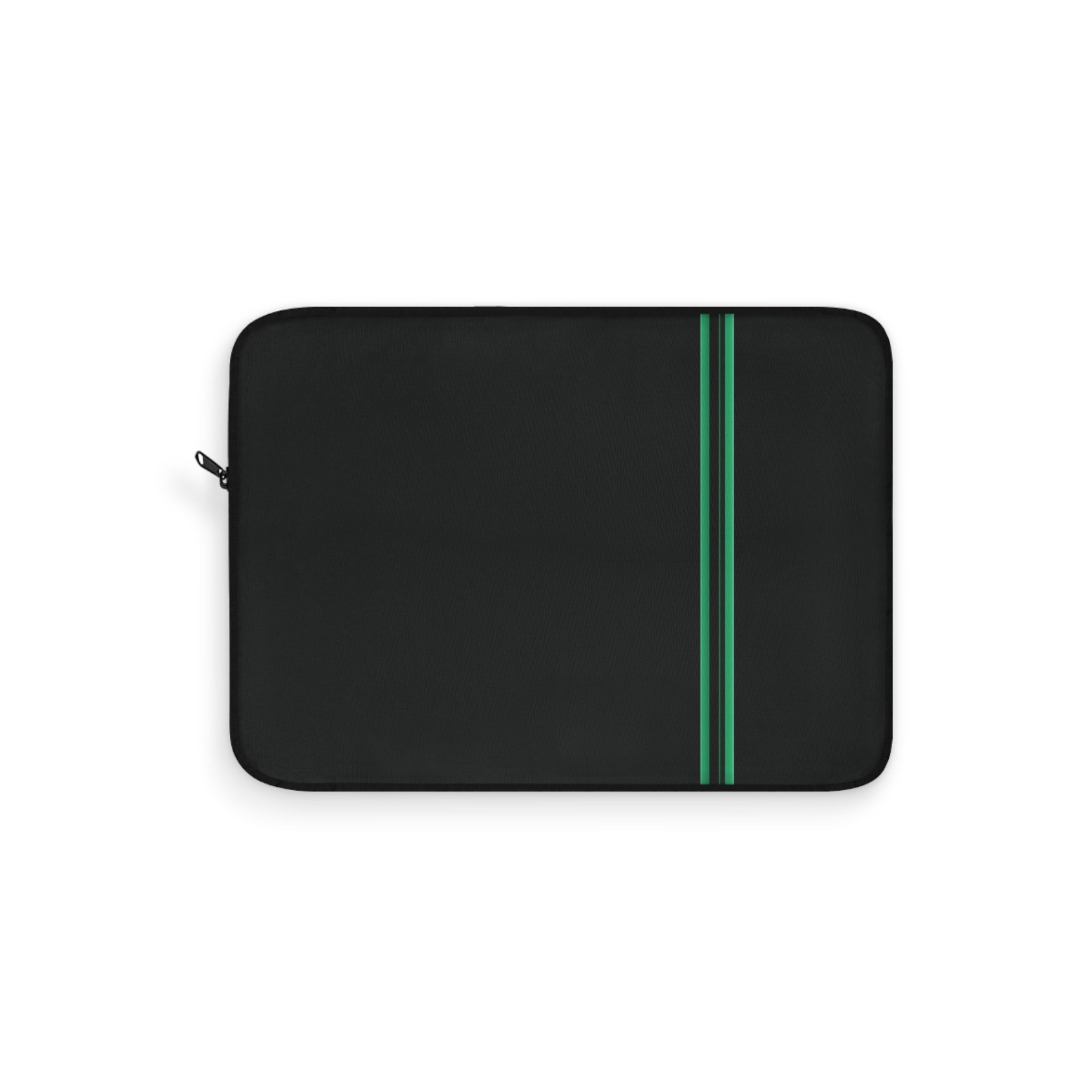 Green Stripe padded laptop sleeve with modern tech styling - Desk and Device