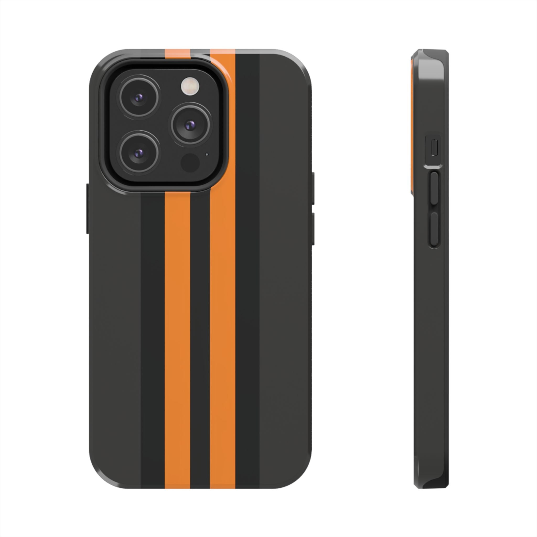 Orange Stripe tough phone case design with modern dual layer protection - Desk and Device