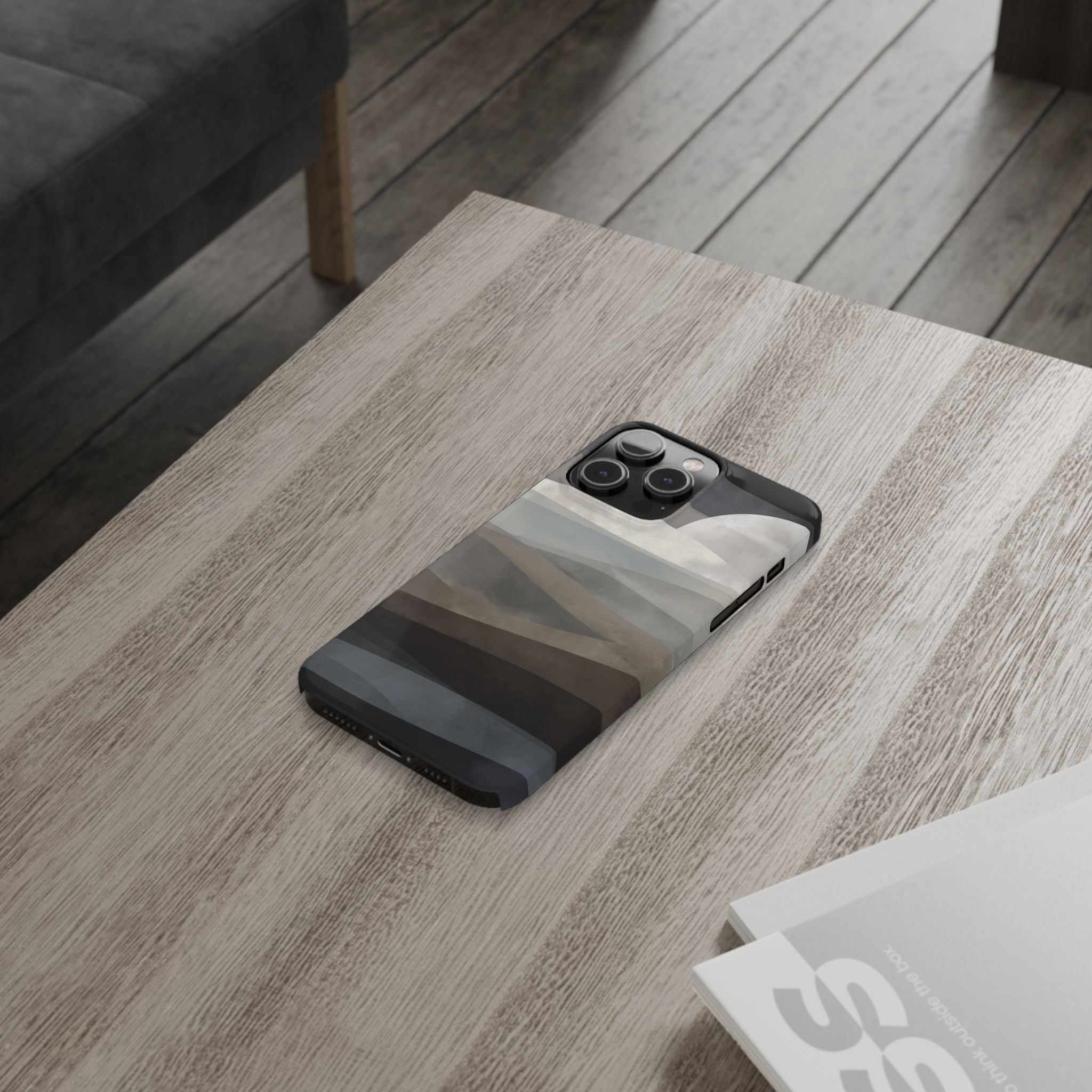 Moonlit Tides slim phone case design with modern lightweight protection - Desk and Device