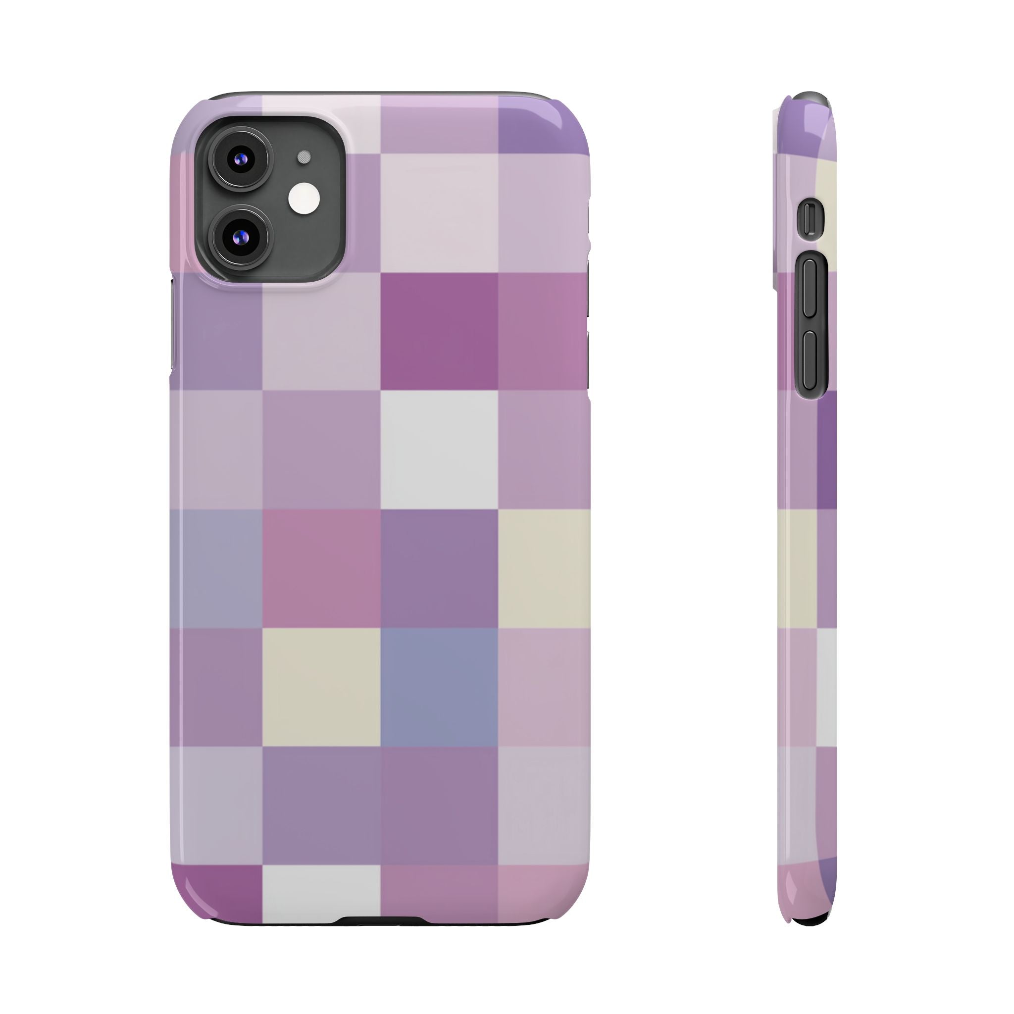 Pastel Checker slim phone case design with modern lightweight protection - Desk and Device
