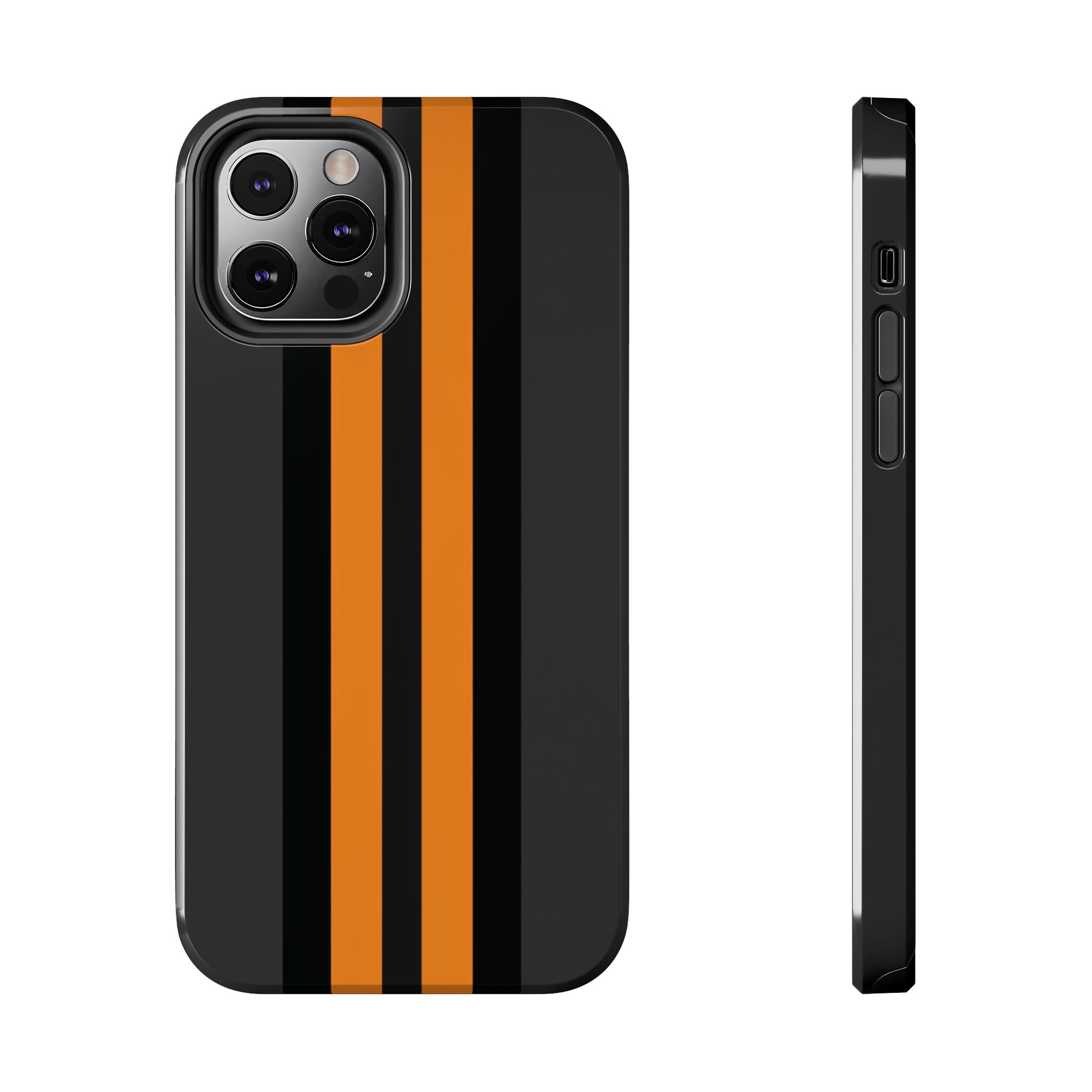 Orange Stripe tough phone case design with modern dual layer protection - Desk and Device