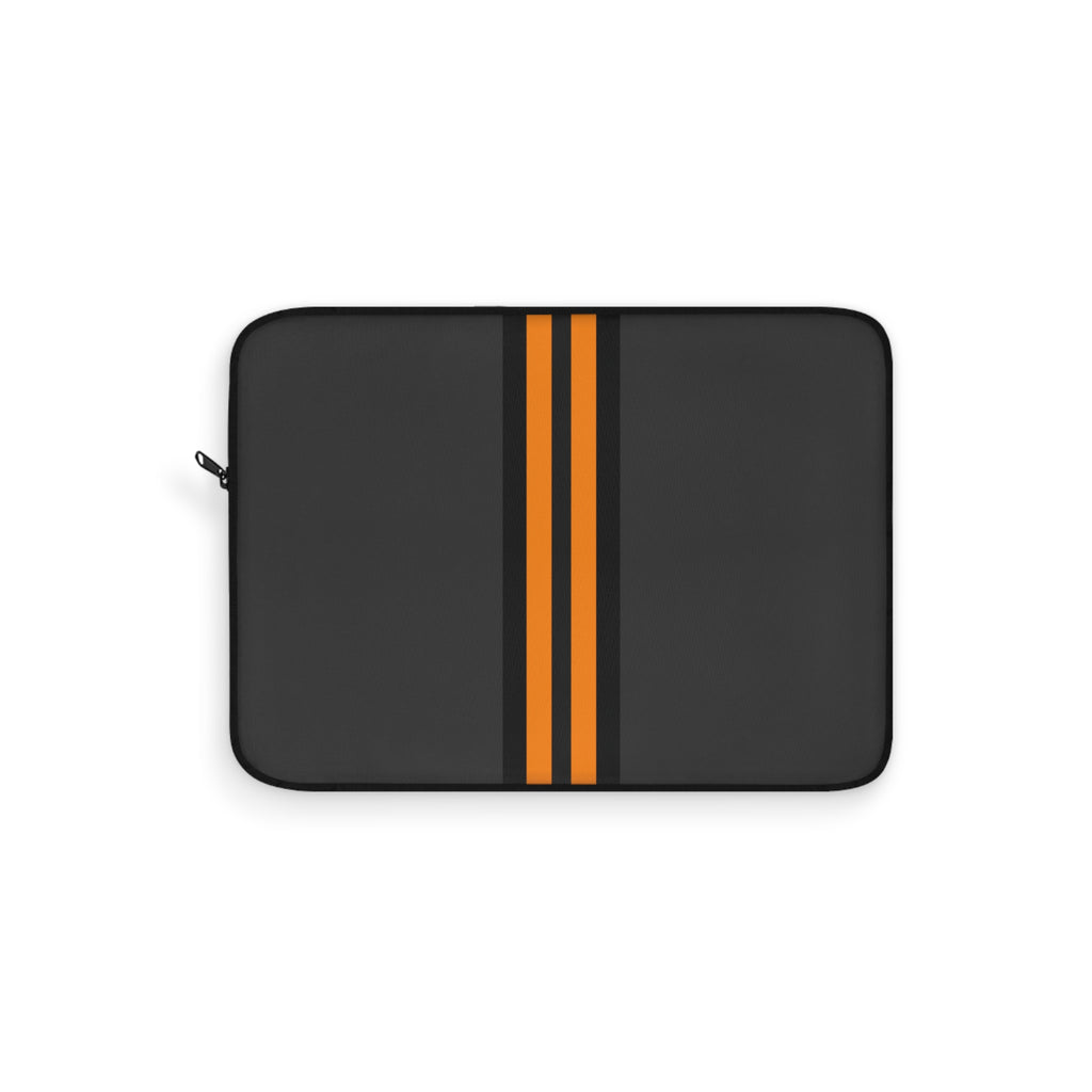 Orange Stripe padded laptop sleeve with modern tech styling - Desk and Device
