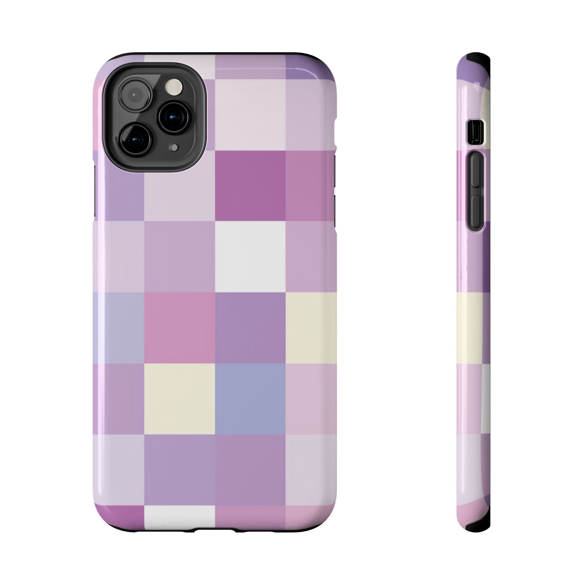 Pastel Checker tough phone case design with modern dual layer protection - Desk and Device