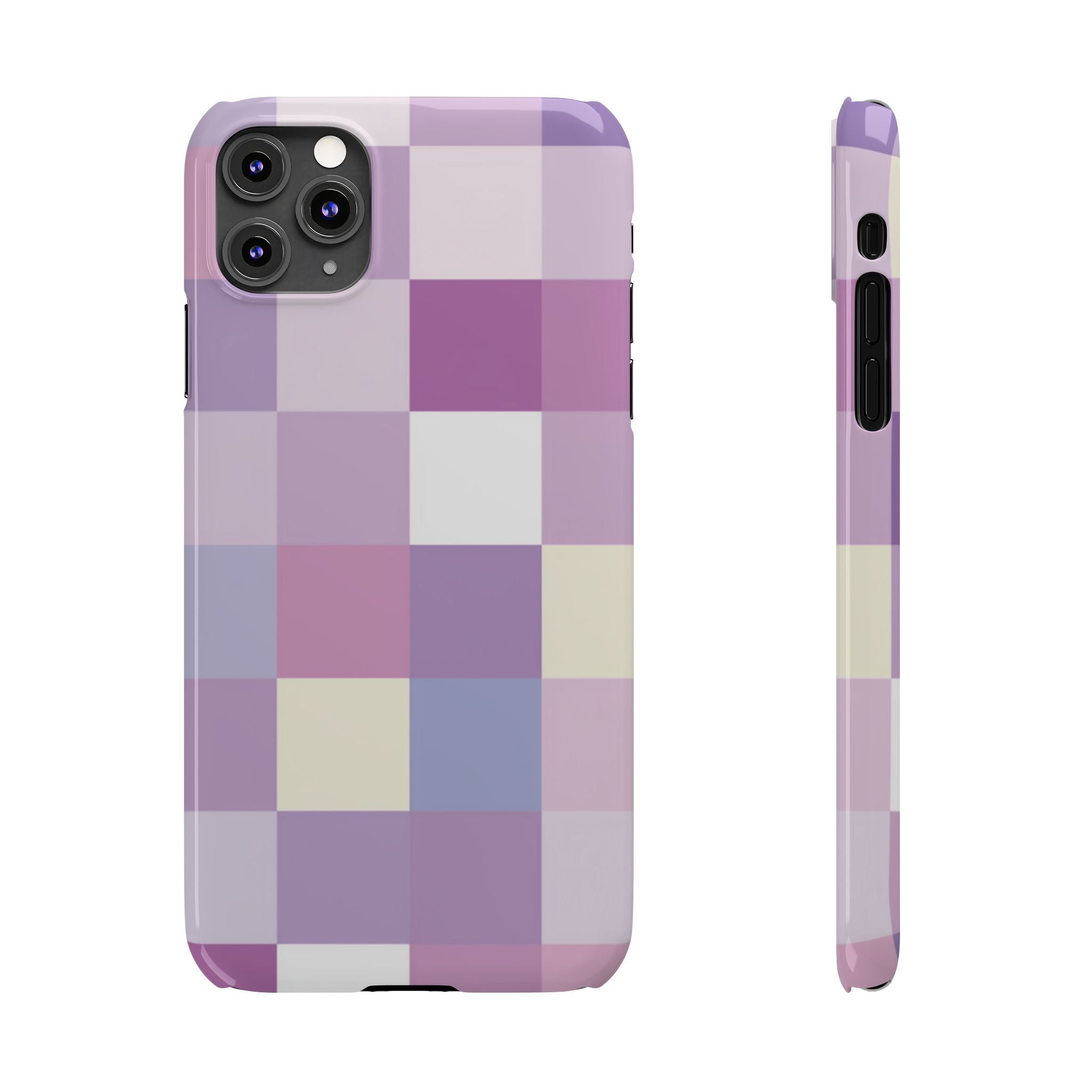 Pastel Checker slim phone case design with modern lightweight protection - Desk and Device