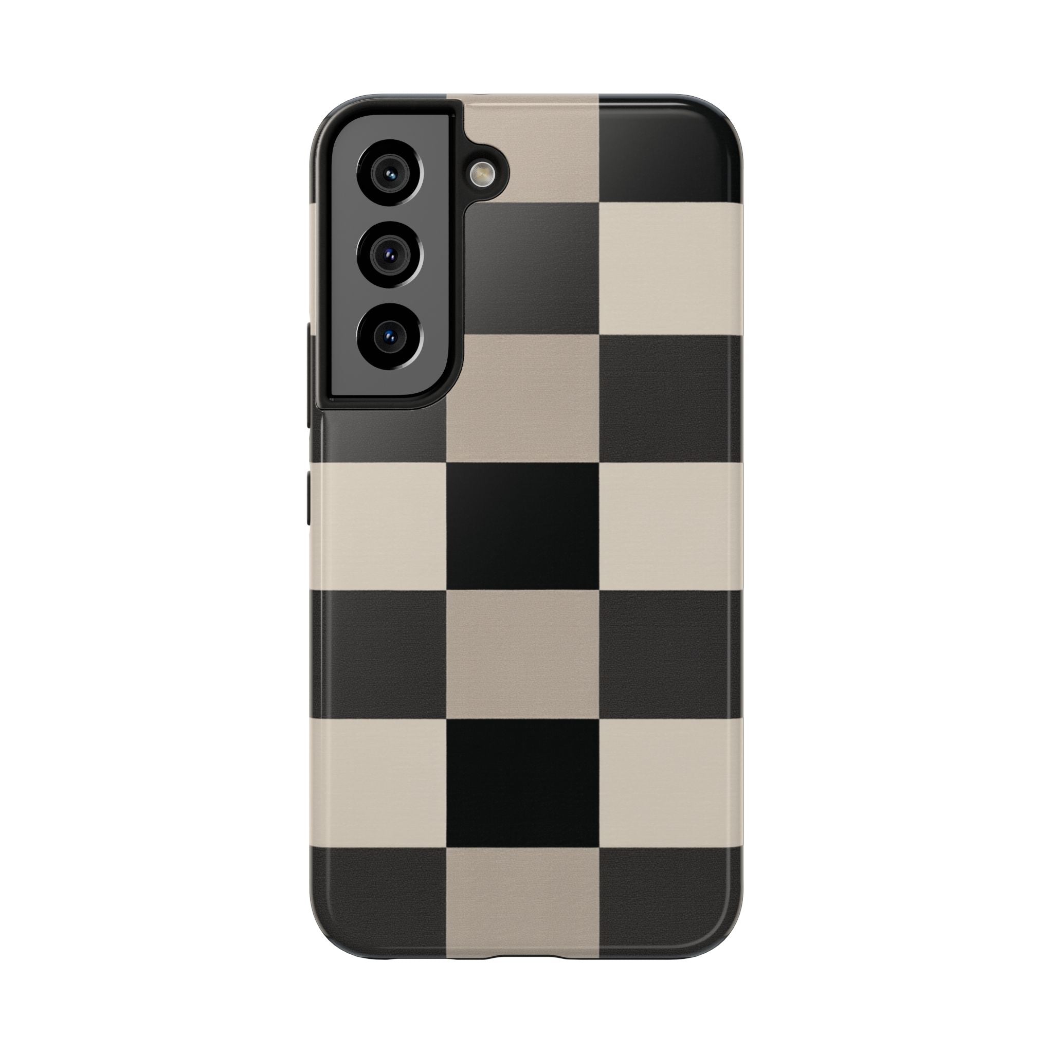 Neutral Checker tough phone case design with modern dual layer protection - Desk and Device
