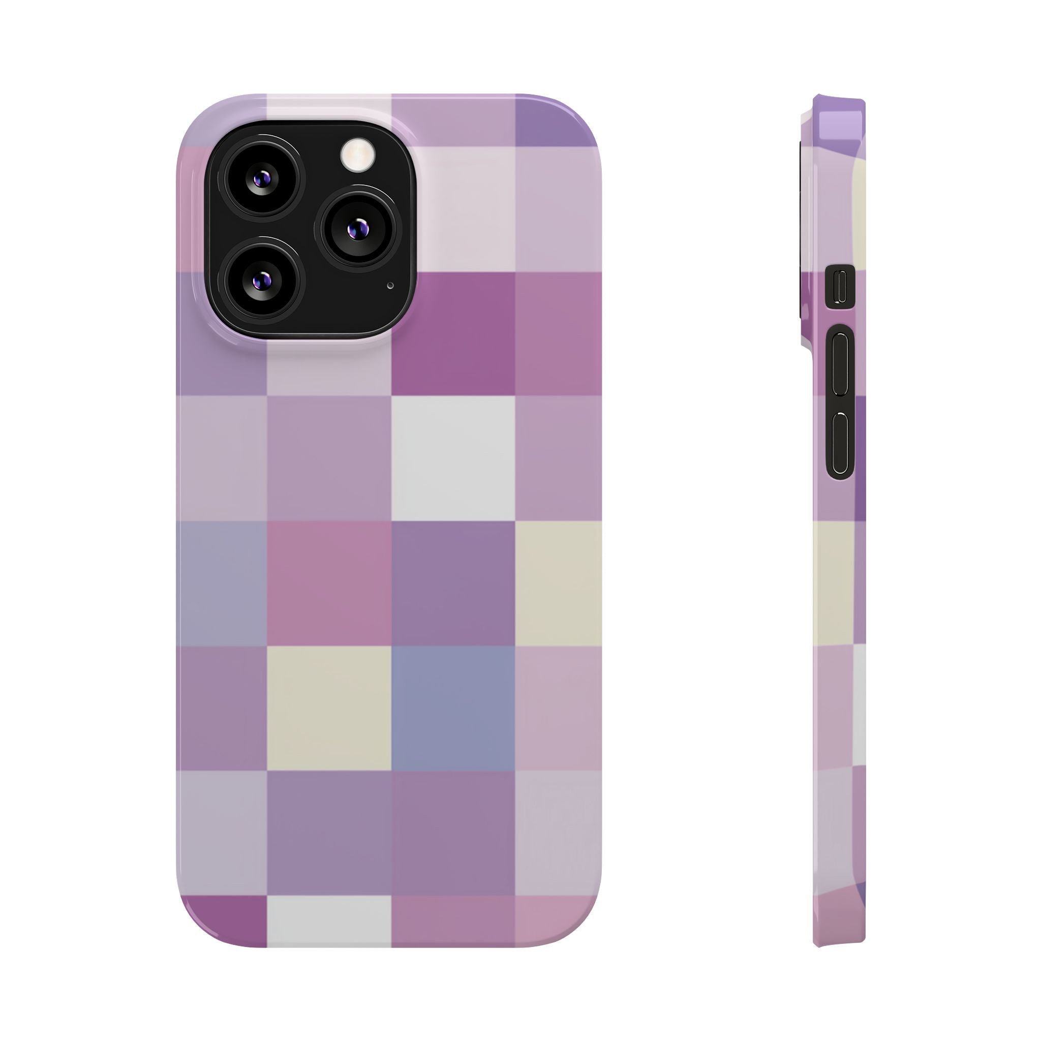 Pastel Checker slim phone case design with modern lightweight protection - Desk and Device