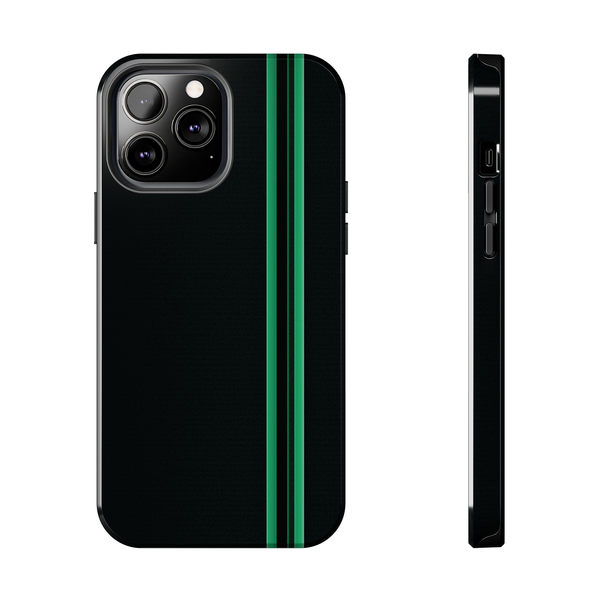 Green Stripe tough phone case design with modern dual layer protection - Desk and Device