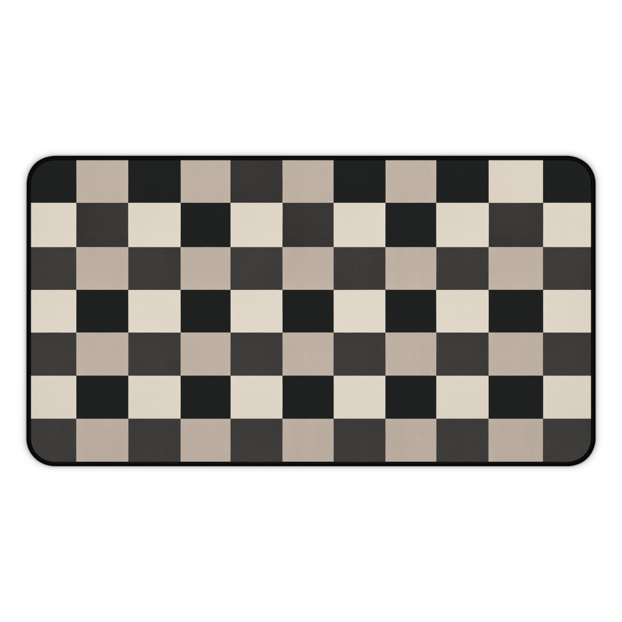Neutral Checker Neoprene desk mat with clean, modern design - Desk and Device