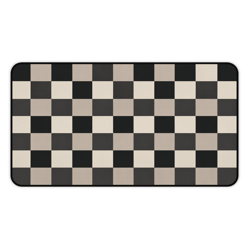 Neutral Checker Neoprene desk mat with clean, modern design - Desk and Device