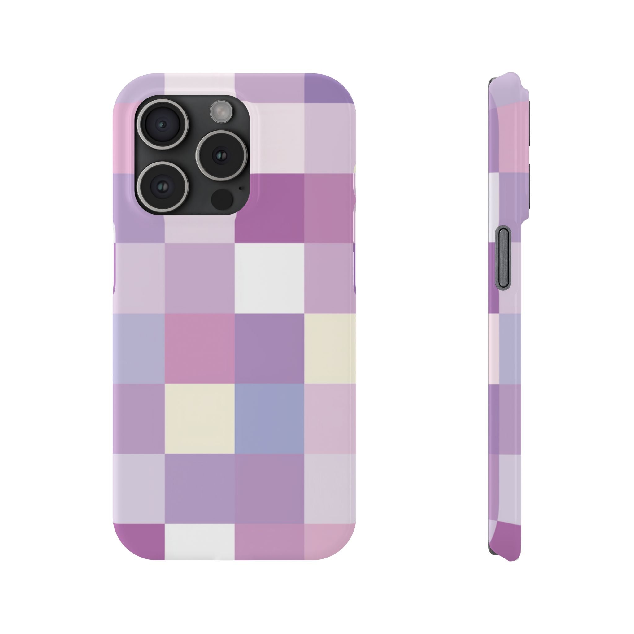 Pastel Checker slim phone case design with modern lightweight protection - Desk and Device