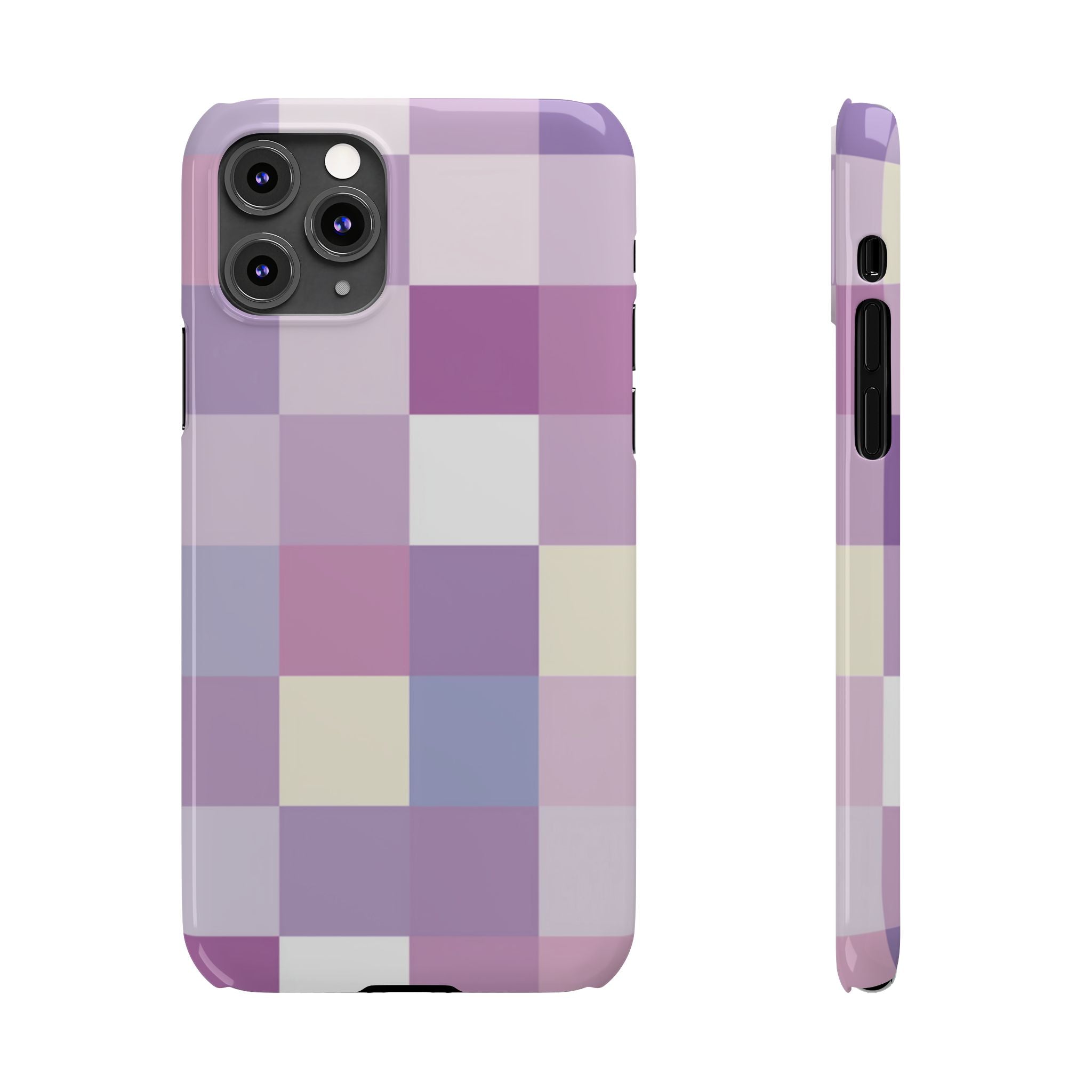 Pastel Checker slim phone case design with modern lightweight protection - Desk and Device
