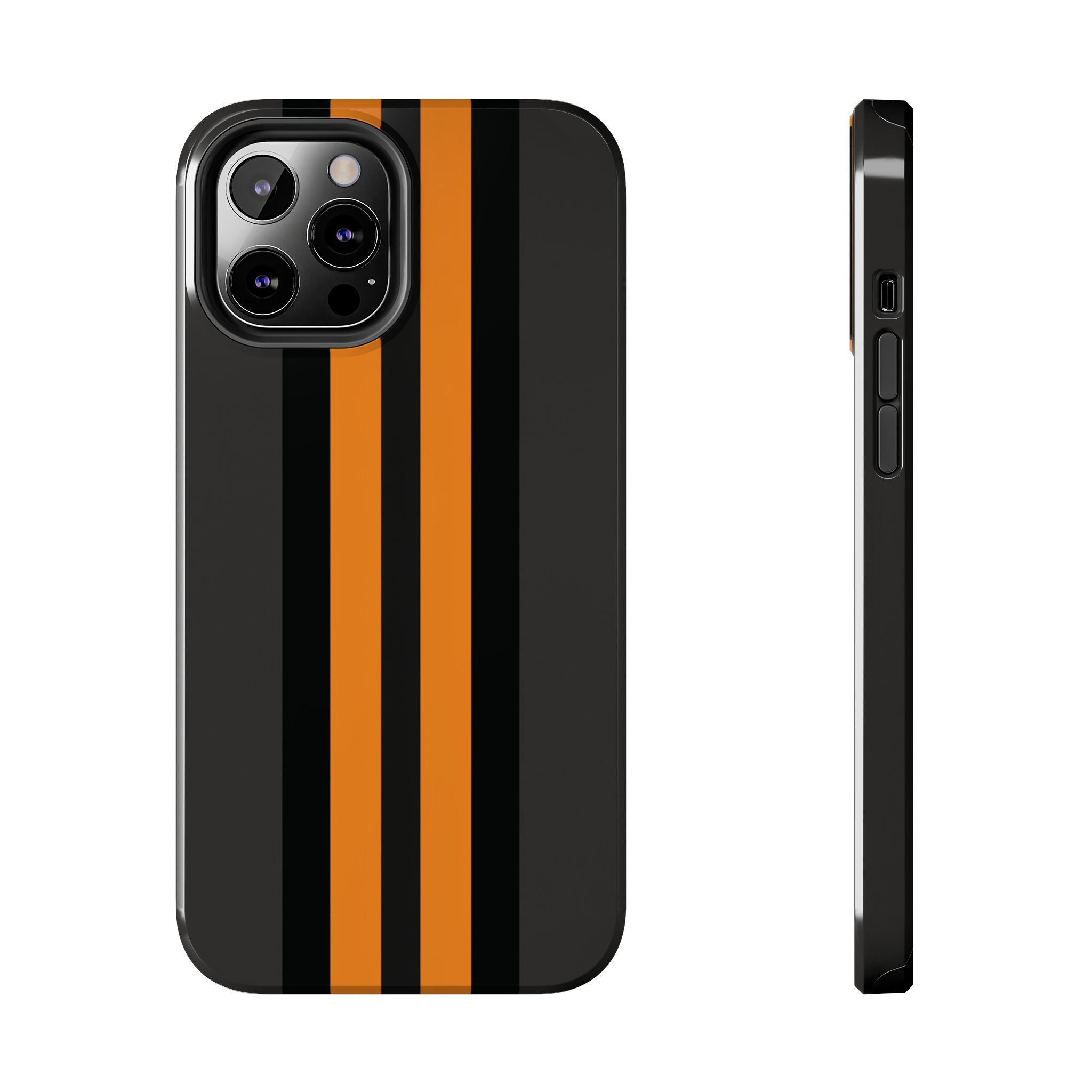 Orange Stripe tough phone case design with modern dual layer protection - Desk and Device