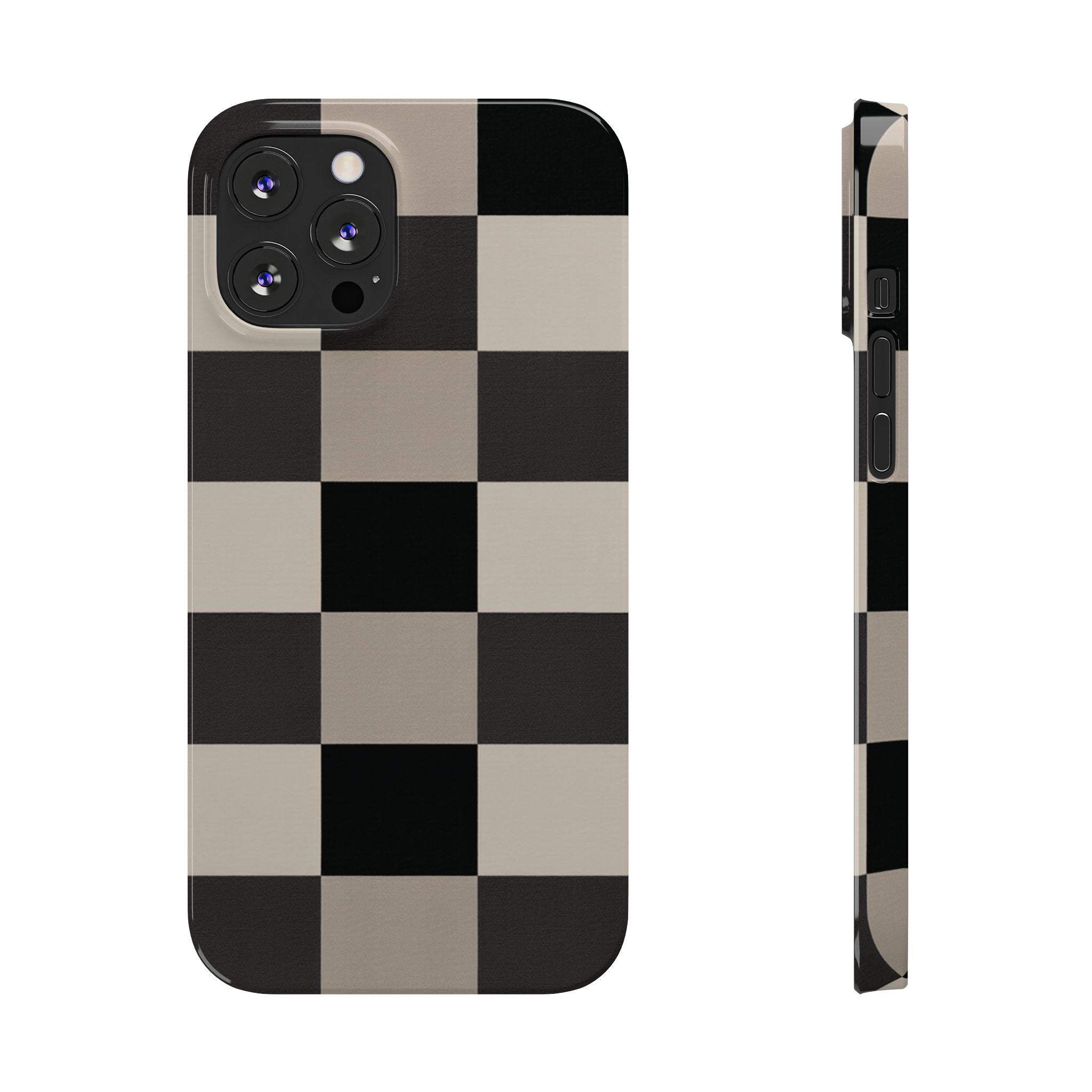 Neutral Checker slim phone case design with modern lightweight protection - Desk and Device
