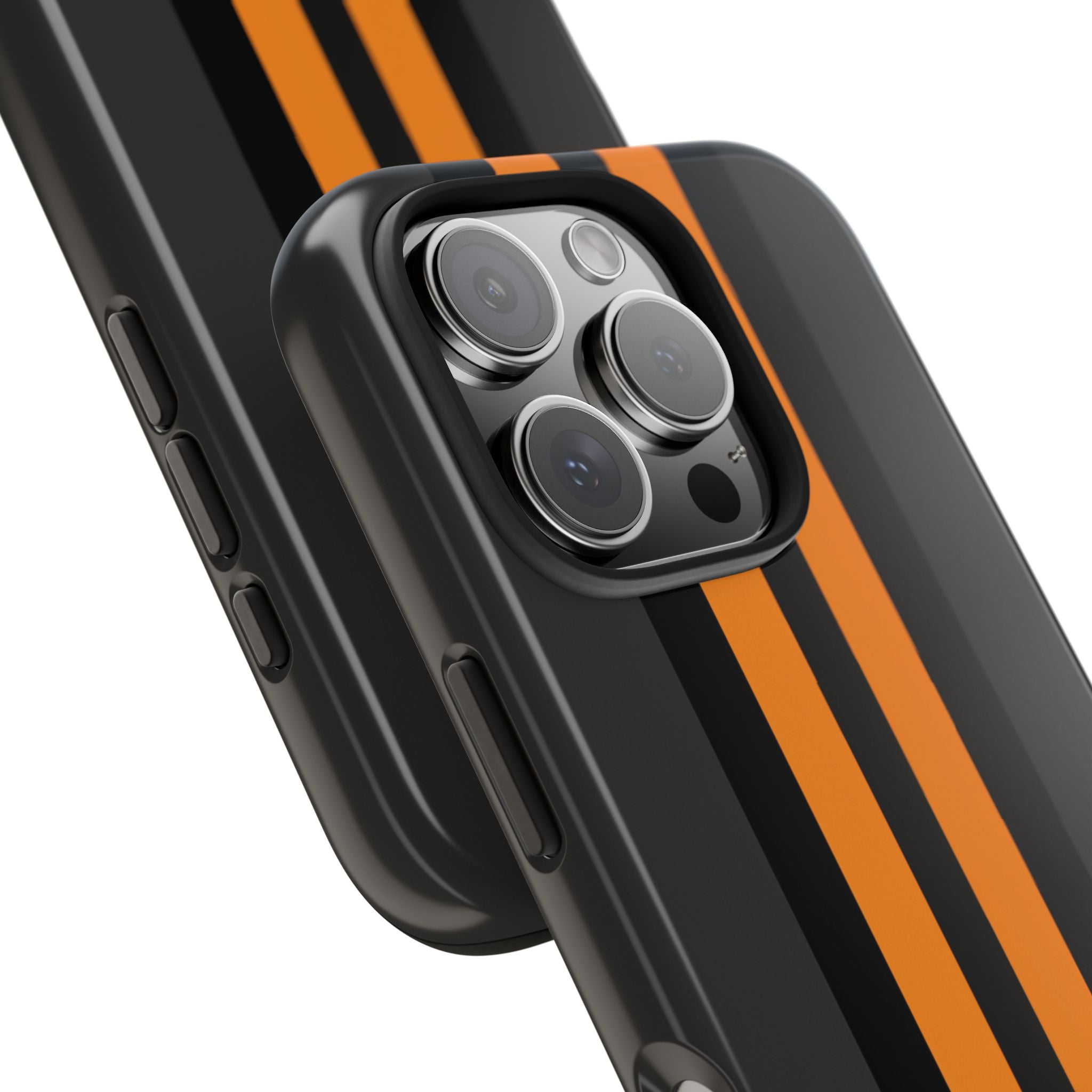 Orange Stripe tough phone case design with modern dual layer protection - Desk and Device