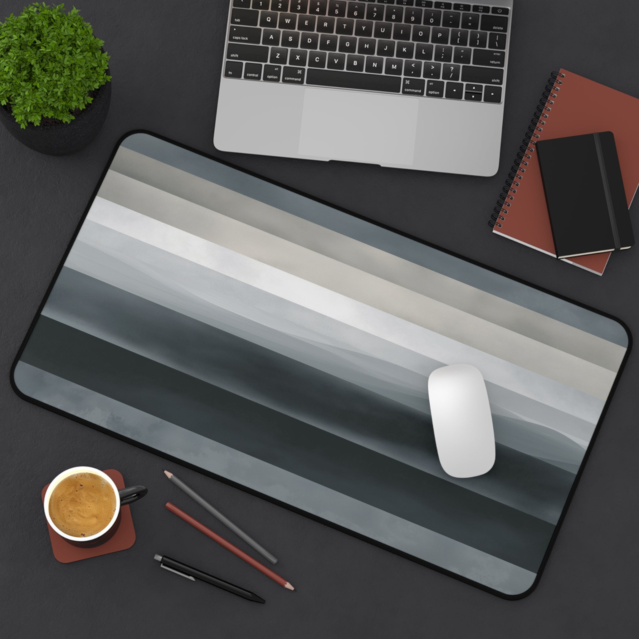 Muted Horizon Neoprene desk mat with clean, modern design - Desk and Device