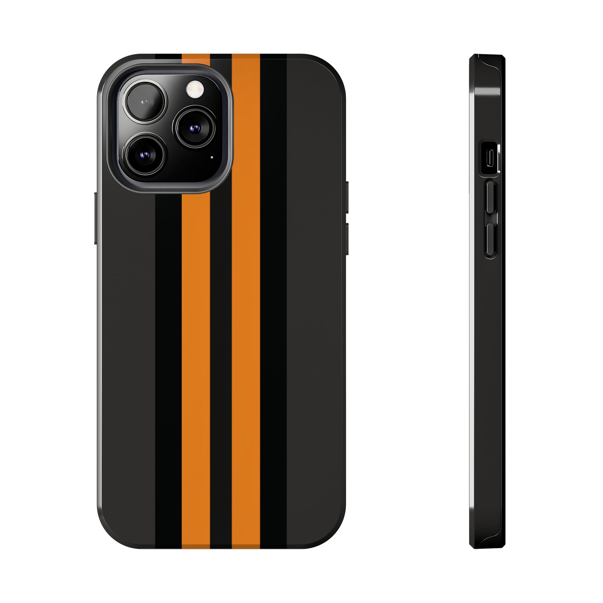 Orange Stripe tough phone case design with modern dual layer protection - Desk and Device