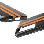 Orange Stripe tough phone case design with modern dual layer protection - Desk and Device