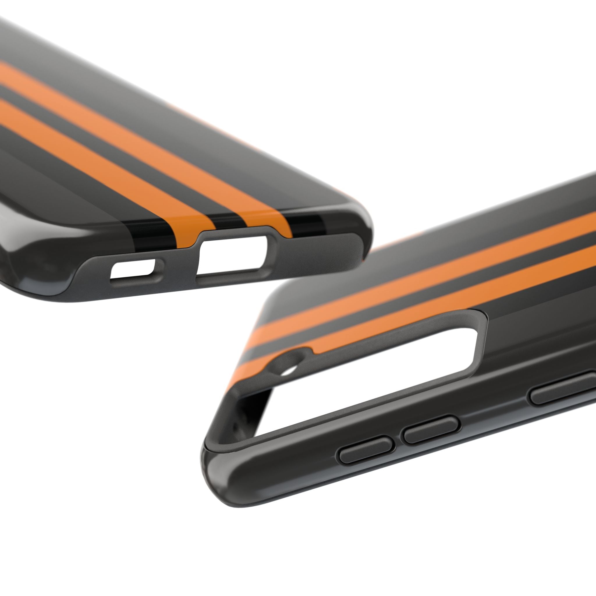 Orange Stripe tough phone case design with modern dual layer protection - Desk and Device