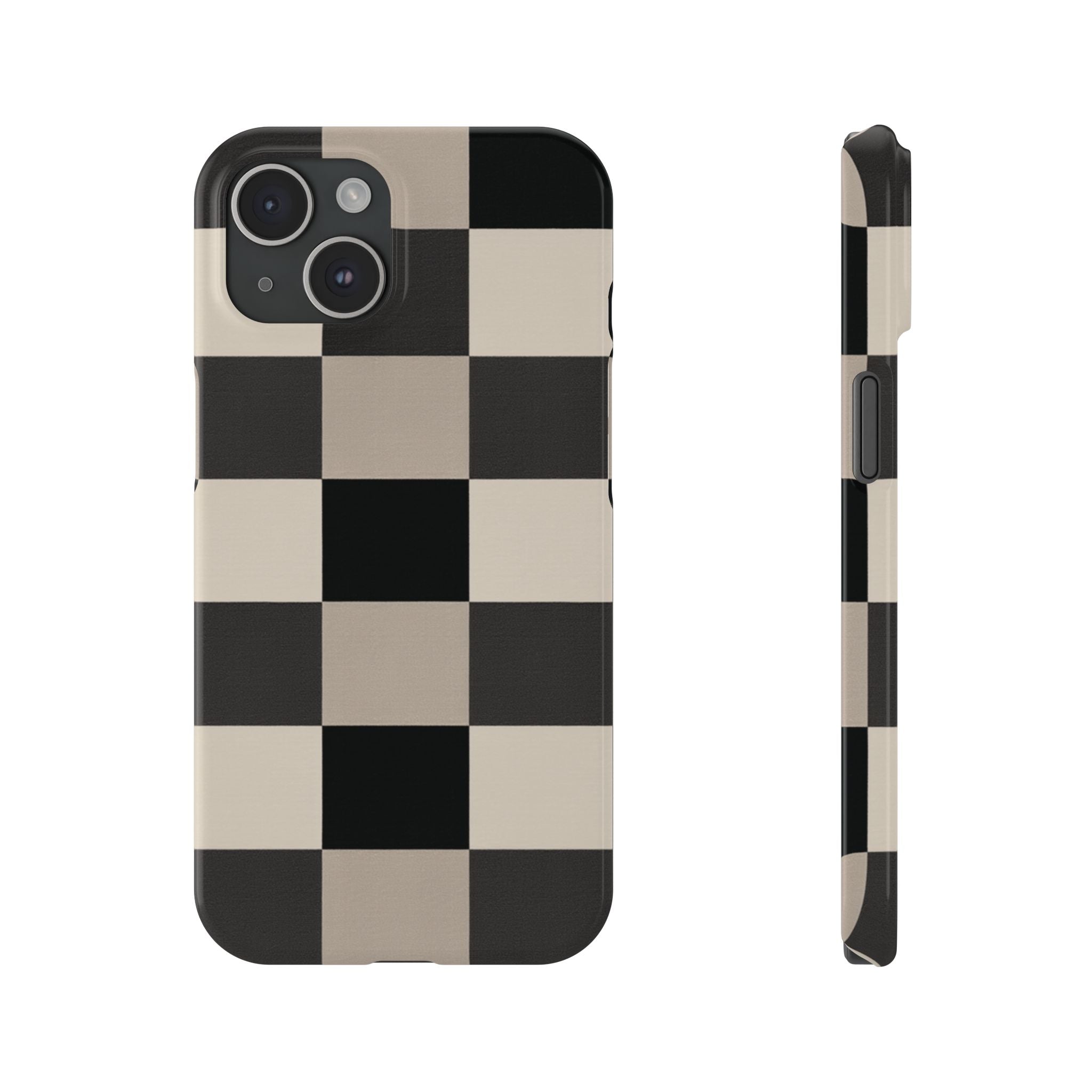 Neutral Checker slim phone case design with modern lightweight protection - Desk and Device