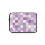 Pastel Checker padded laptop sleeve with modern tech styling - Desk and Device