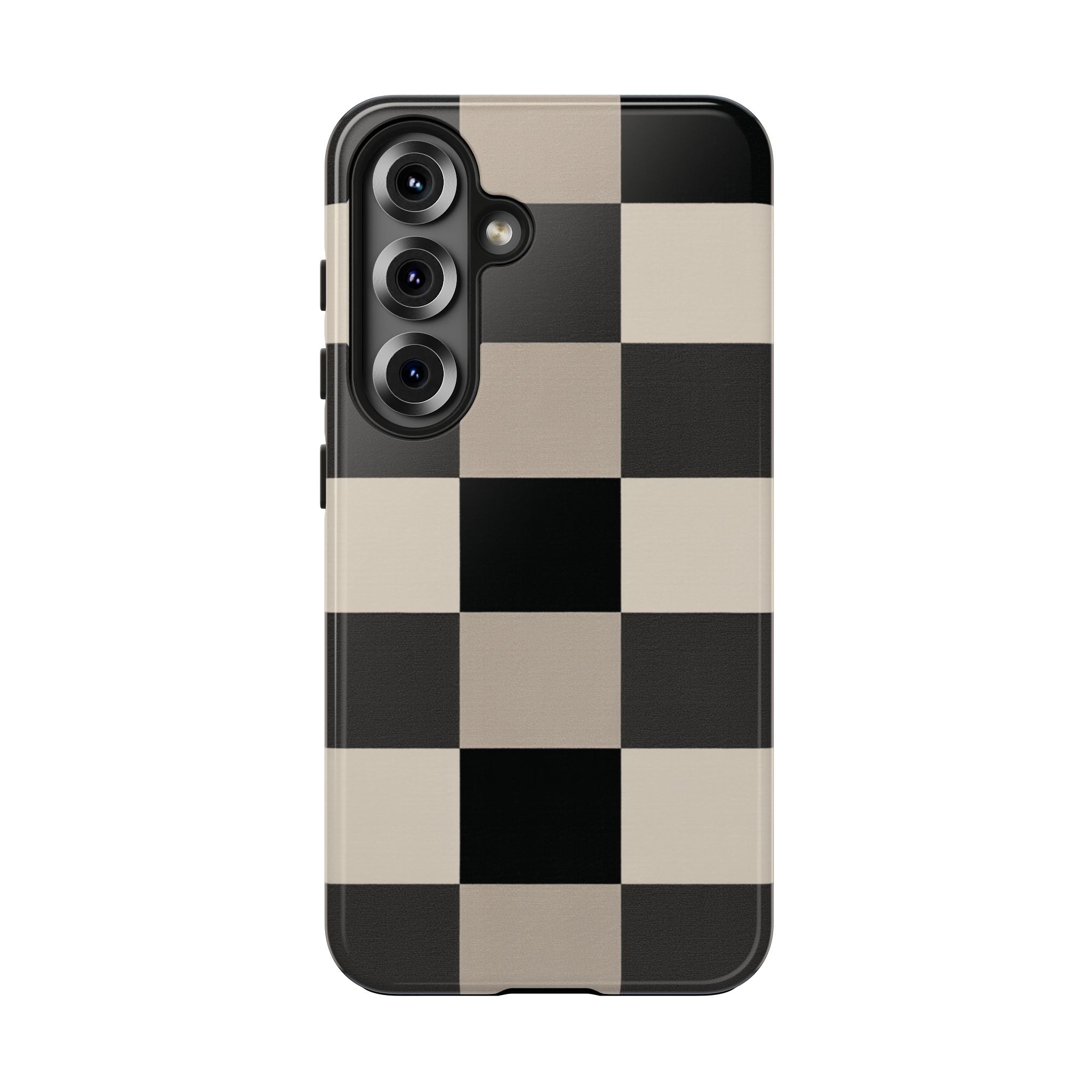 Neutral Checker tough phone case design with modern dual layer protection - Desk and Device