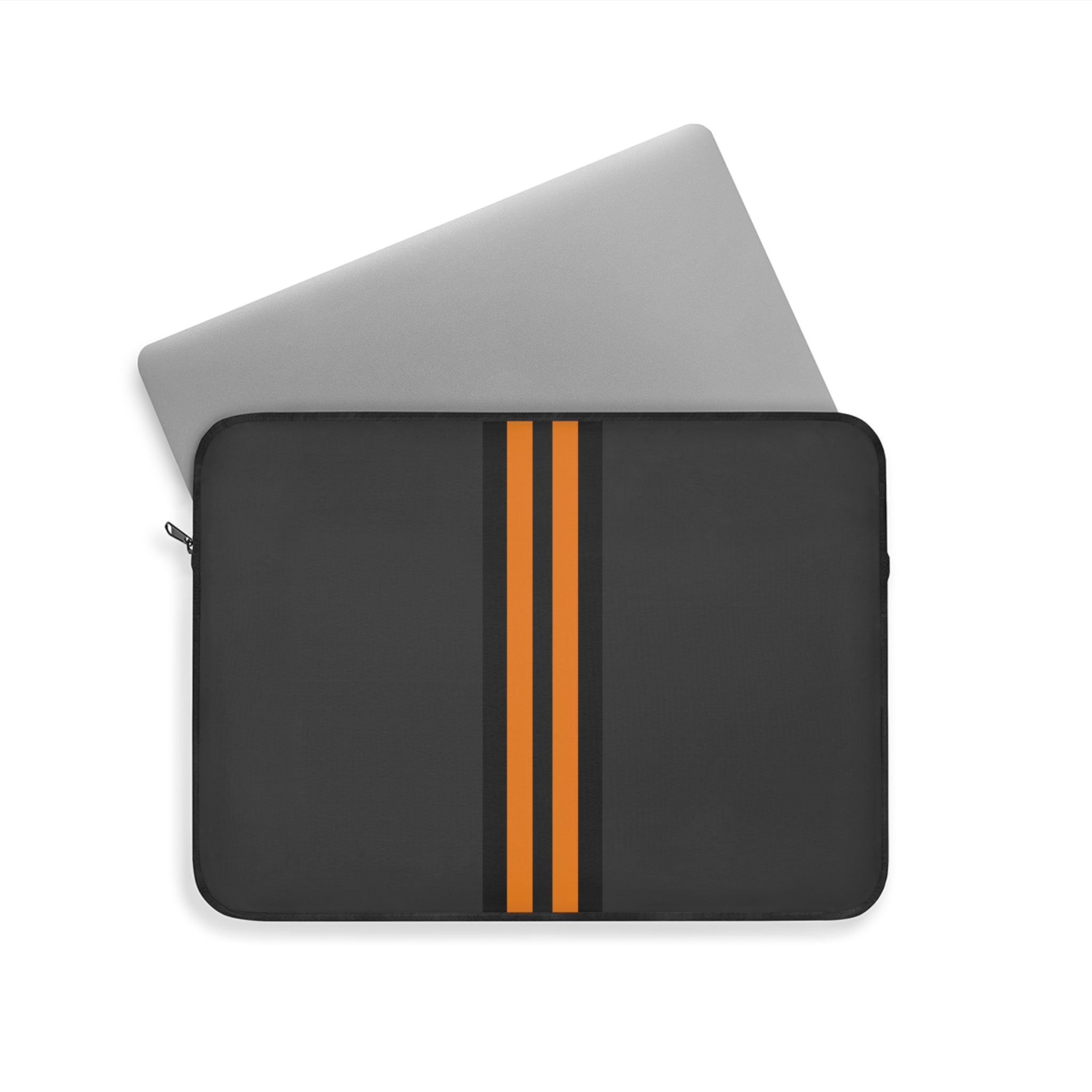 Orange Stripe padded laptop sleeve with modern tech styling - Desk and Device