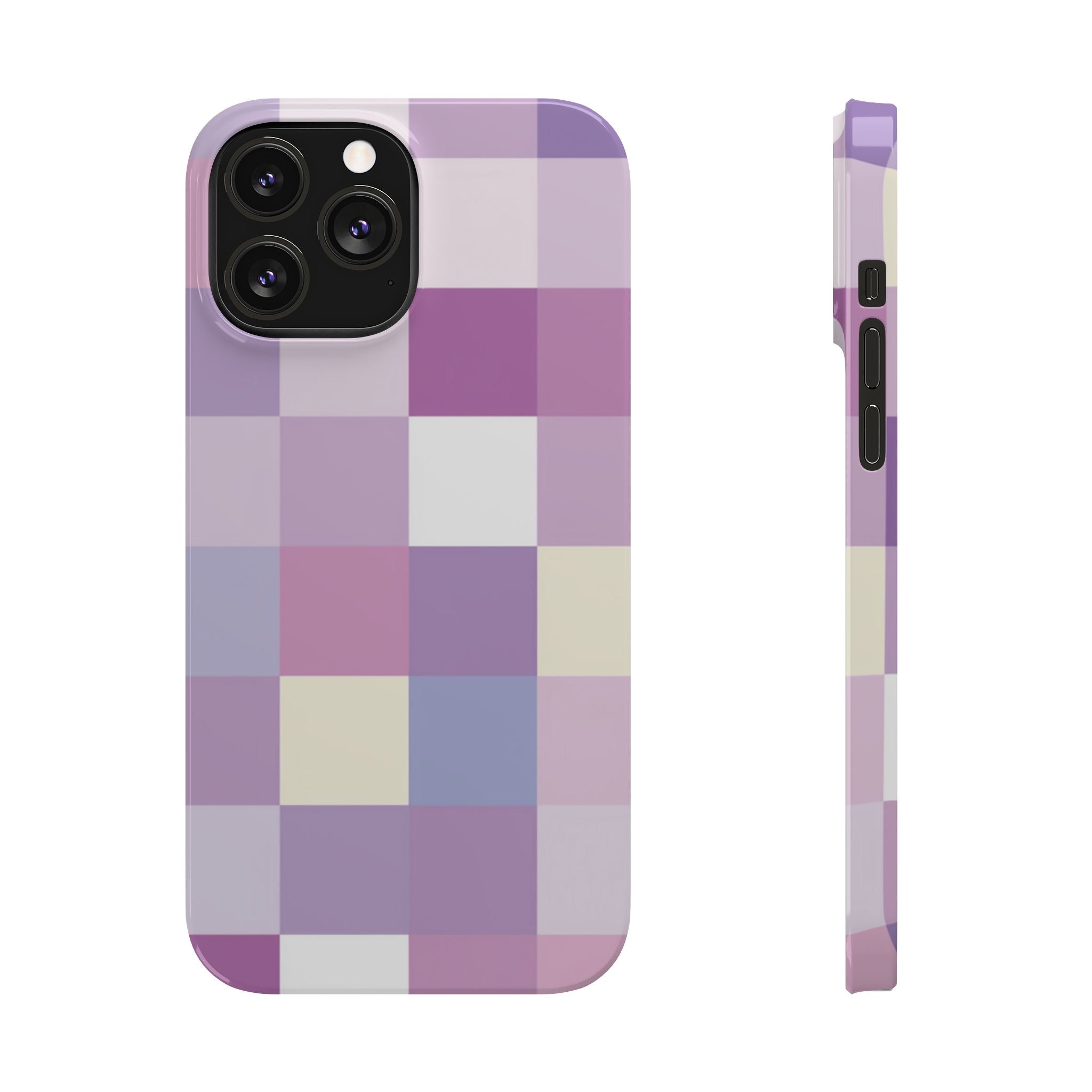 Pastel Checker slim phone case design with modern lightweight protection - Desk and Device