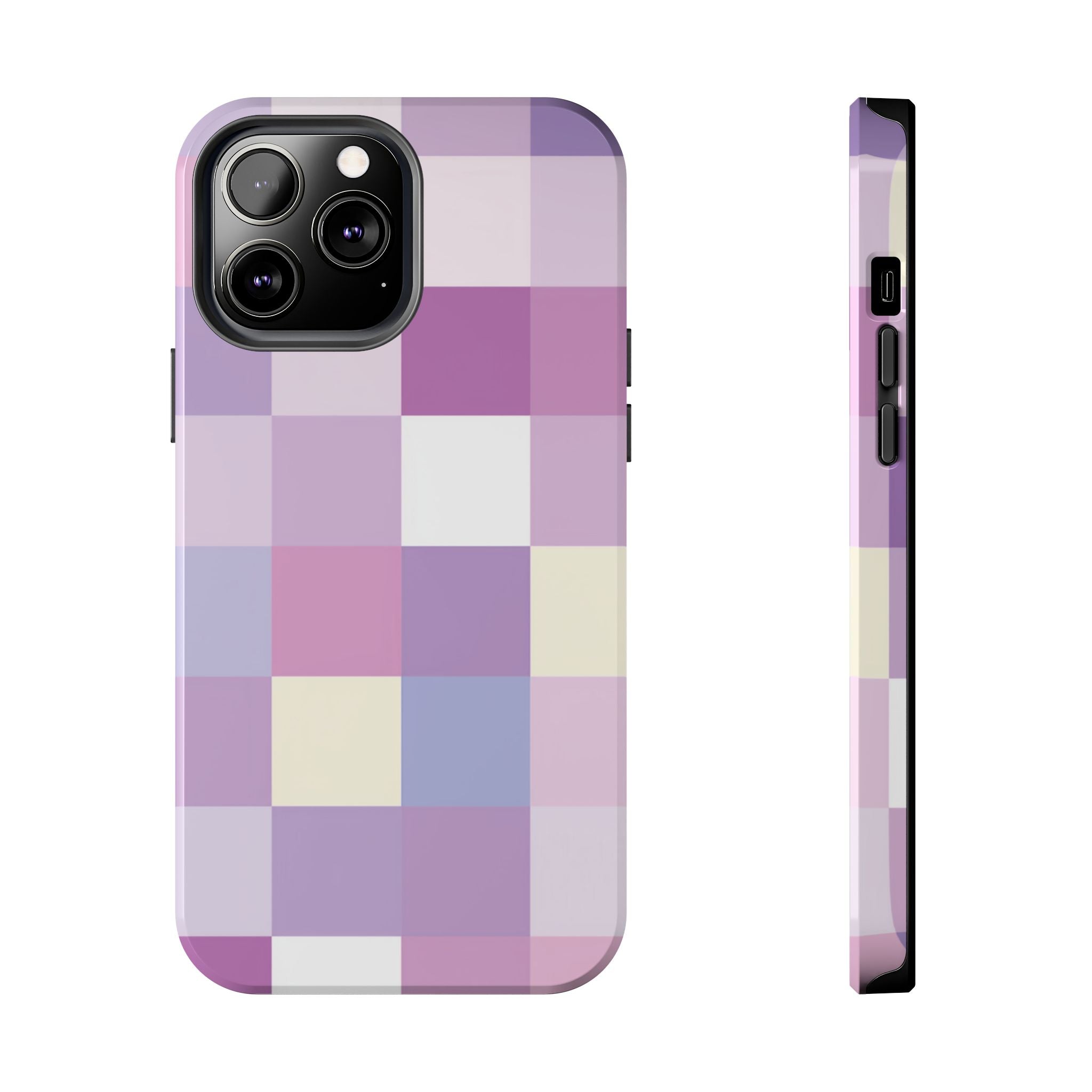 Pastel Checker tough phone case design with modern dual layer protection - Desk and Device