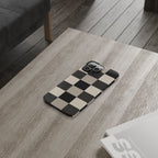 Neutral Checker slim phone case design with modern lightweight protection - Desk and Device