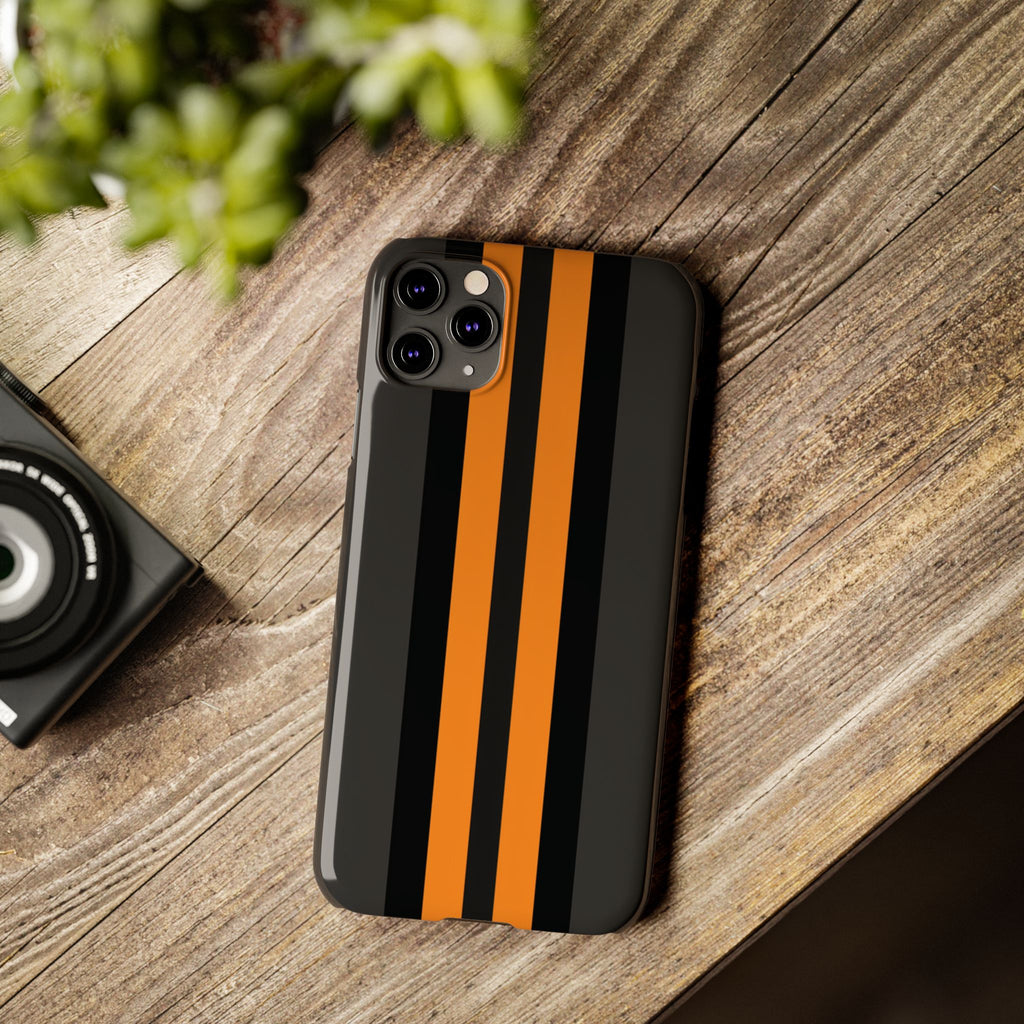 Orange Stripe slim phone case design with modern lightweight protection - Desk and Device