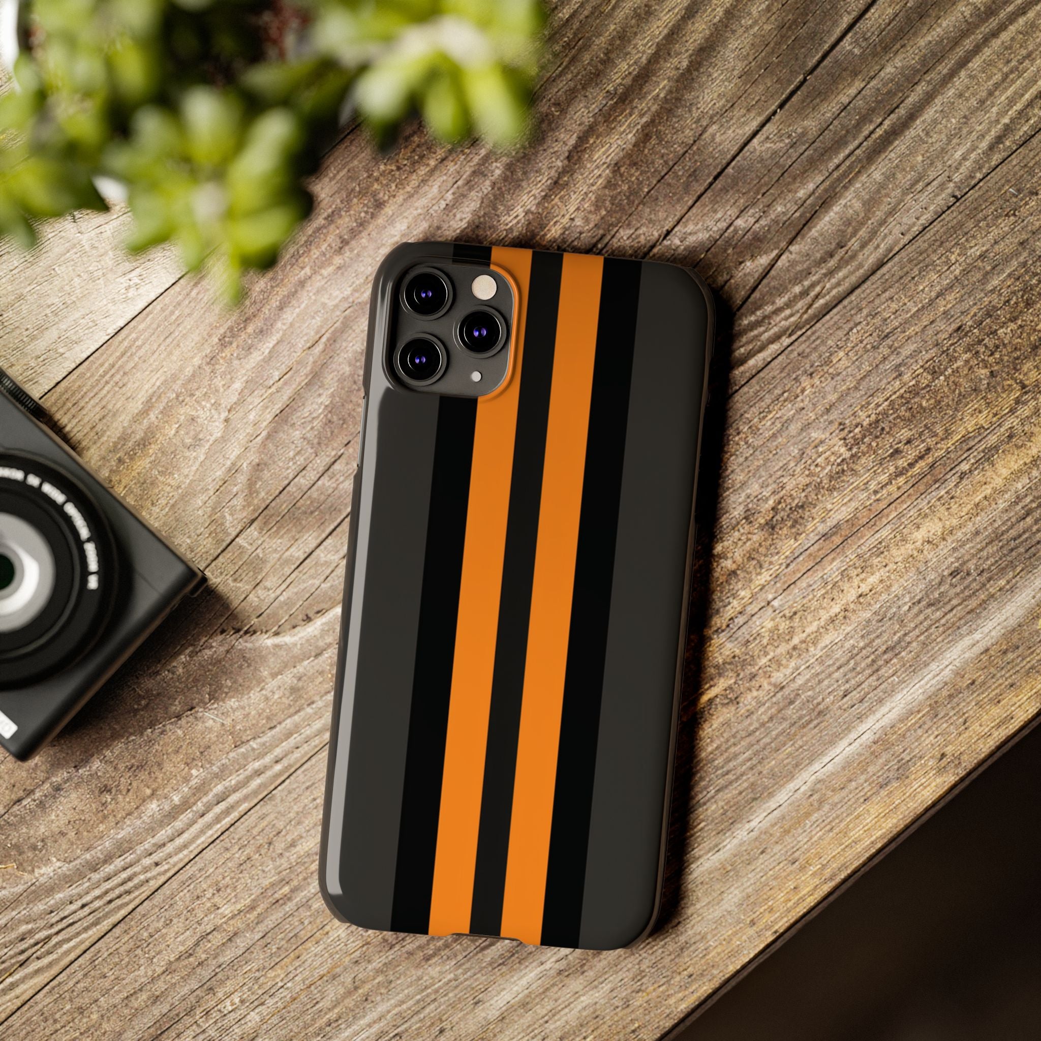 Orange Stripe slim phone case design with modern lightweight protection - Desk and Device