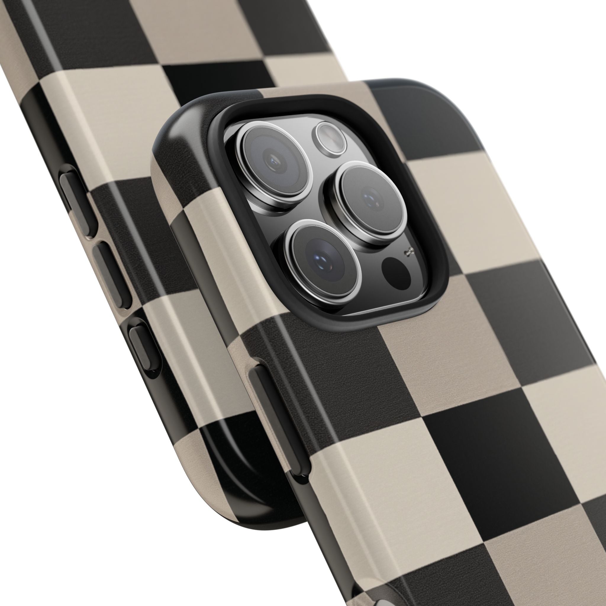 Neutral Checker tough phone case design with modern dual layer protection - Desk and Device