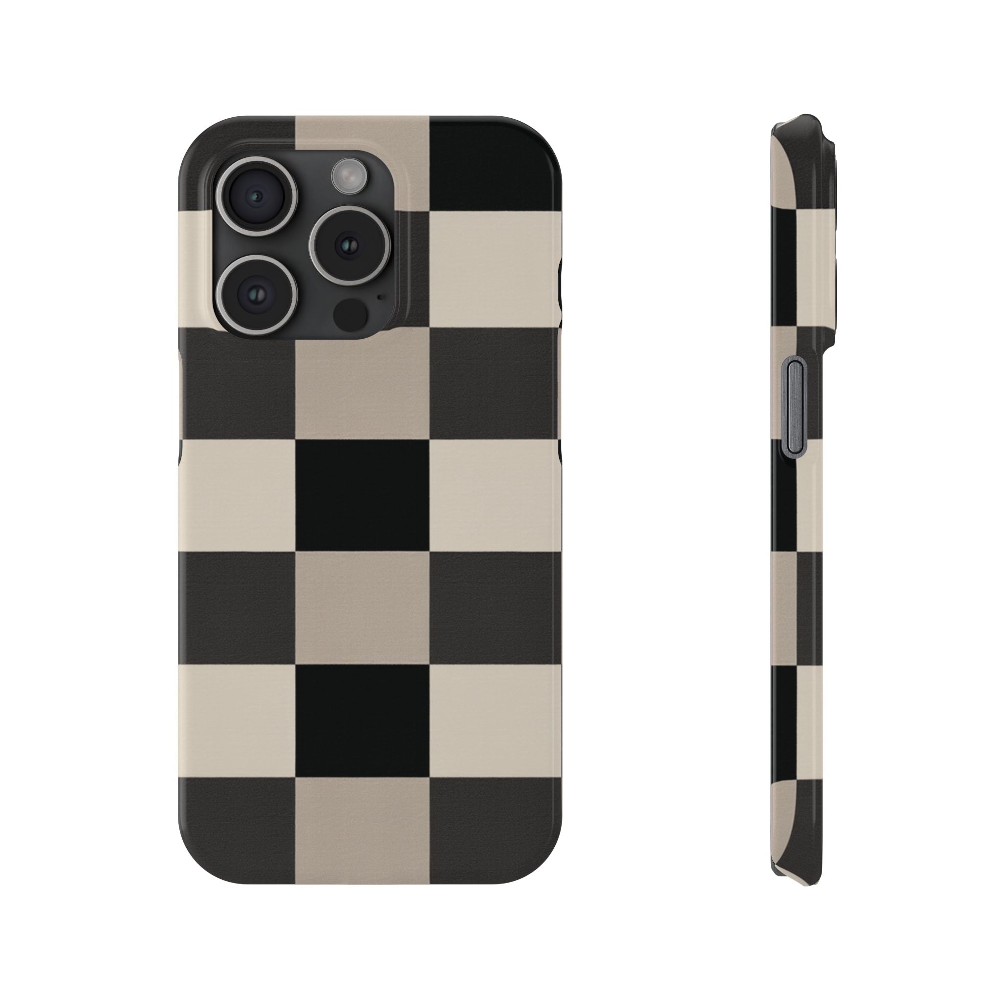 Neutral Checker slim phone case design with modern lightweight protection - Desk and Device