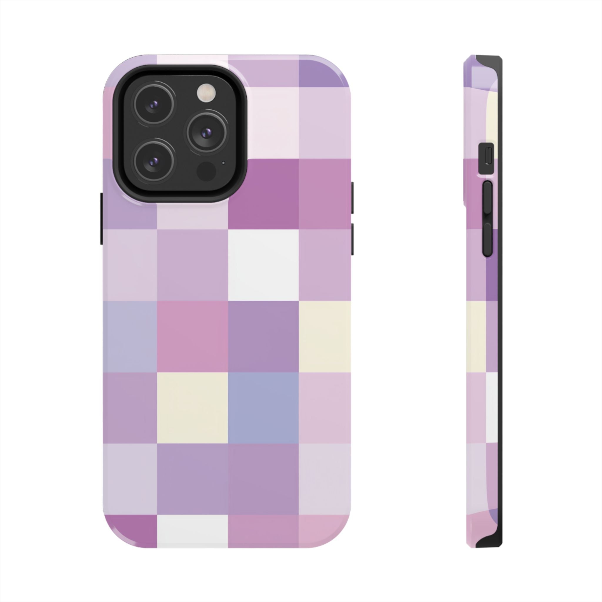 Pastel Checker tough phone case design with modern dual layer protection - Desk and Device