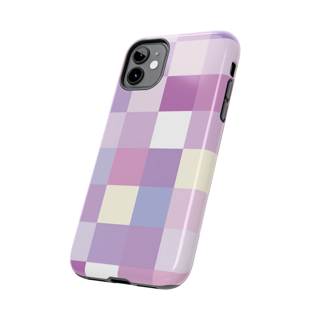 Pastel Checker tough phone case design with modern dual layer protection - Desk and Device