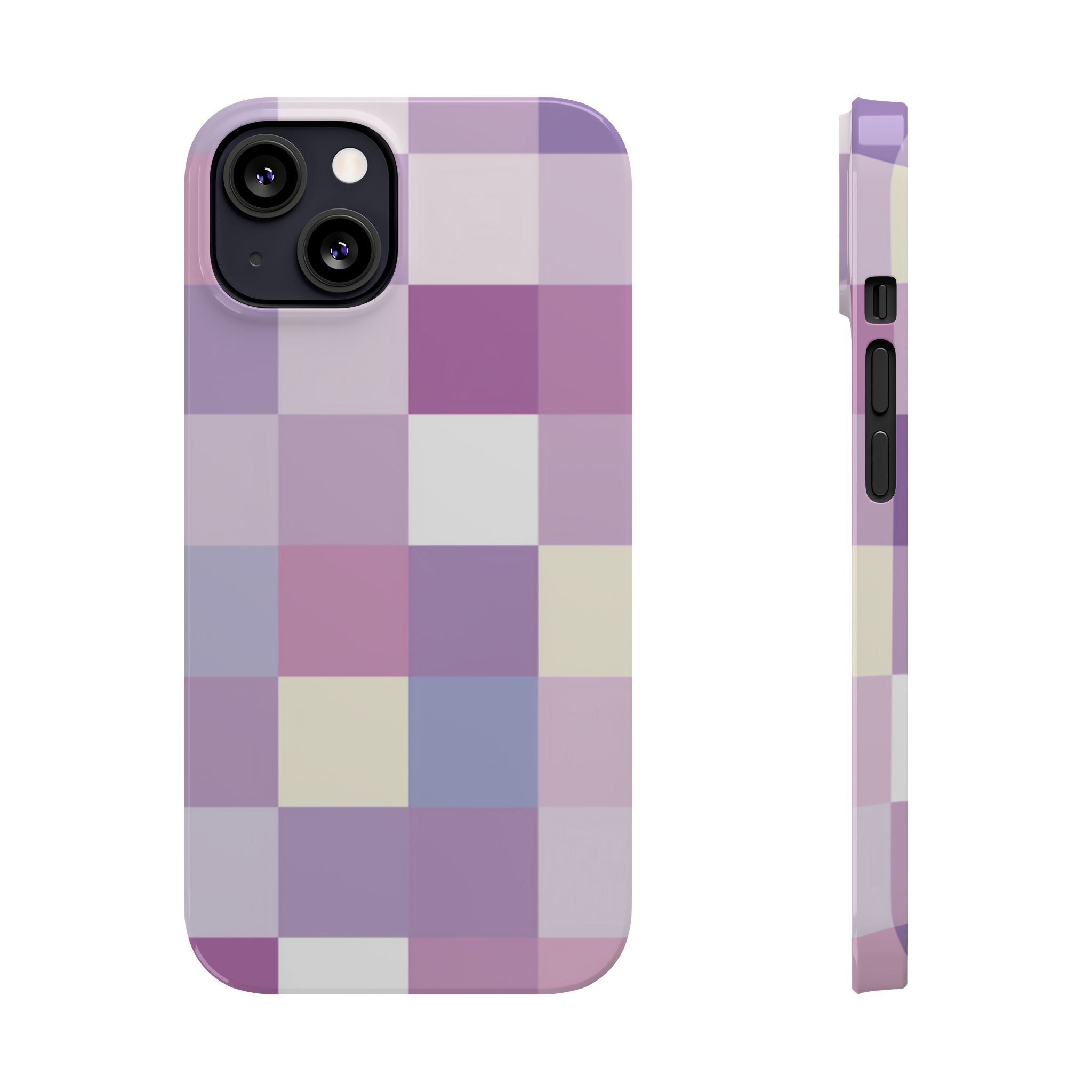 Pastel Checker slim phone case design with modern lightweight protection - Desk and Device