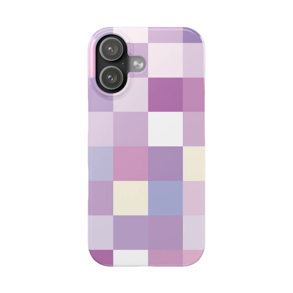 Pastel Checker slim phone case design with modern lightweight protection - Desk and Device