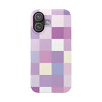 Pastel Checker slim phone case design with modern lightweight protection - Desk and Device